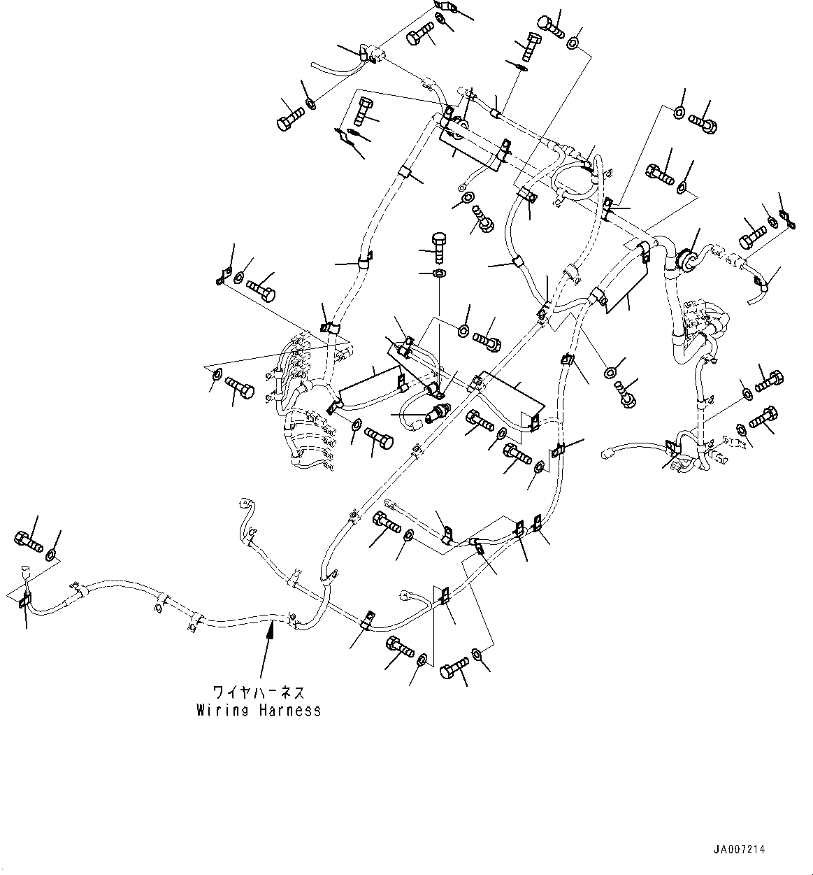 Схема запчастей Komatsu WA380-7 - ПЕРЕДН. ПРОВОДКА, ДАТЧИК И ПРОВОДКА КРЕПЛЕНИЕ (№-) ПЕРЕДН. ПРОВОДКА, С JRB БЫСТРОСЪЕМН. МЕХ-М