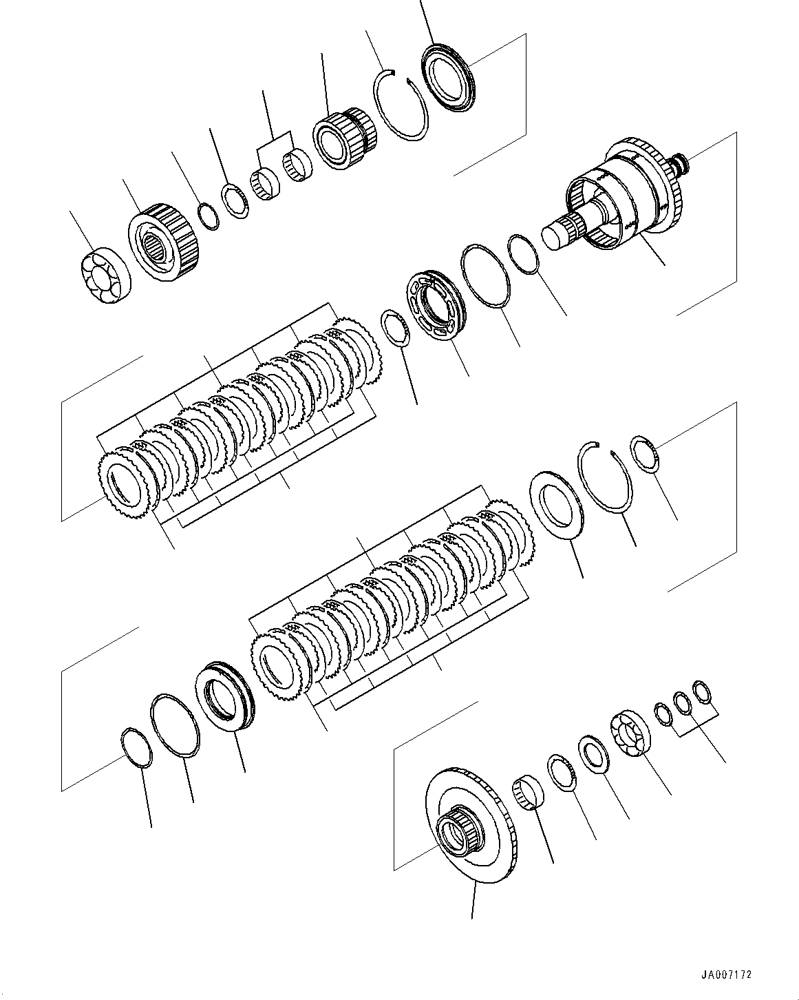 Схема запчастей Komatsu WA380-7 - ГИДРОТРАНСФОРМАТОР И ТРАНСМИССИЯ, 1 И 4 SPEED МУФТА (№-) ГИДРОТРАНСФОРМАТОР И ТРАНСМИССИЯ, БЕЗ ЭКСТРЕНН. РУЛЕВ. УПРАВЛЕНИЕ, АВТОМАТИЧ. УПРАВЛ-Е ТИП