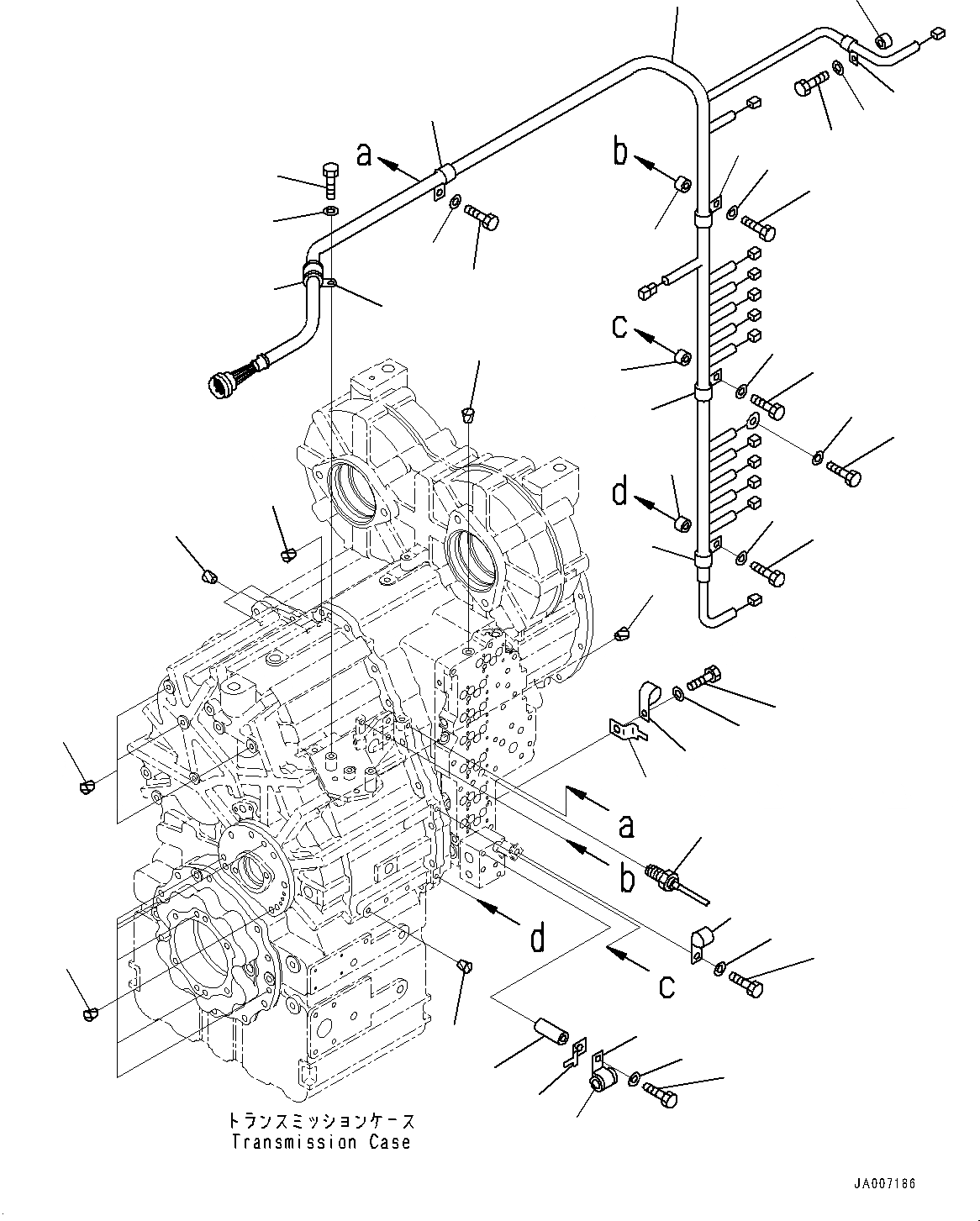 Схема запчастей Komatsu WA380-7 - ГИДРОТРАНСФОРМАТОР И ТРАНСМИССИЯ, АКСЕССУАРЫ (/) (№-) ГИДРОТРАНСФОРМАТОР И ТРАНСМИССИЯ, С ЭКСТРЕНН. УПРАВЛ., АВТОМАТИЧ. УПРАВЛ-Е ТИП, ДЛЯ ХОЛОДН. AREA СПЕЦ-ЯIFICATION A (- DEG C)