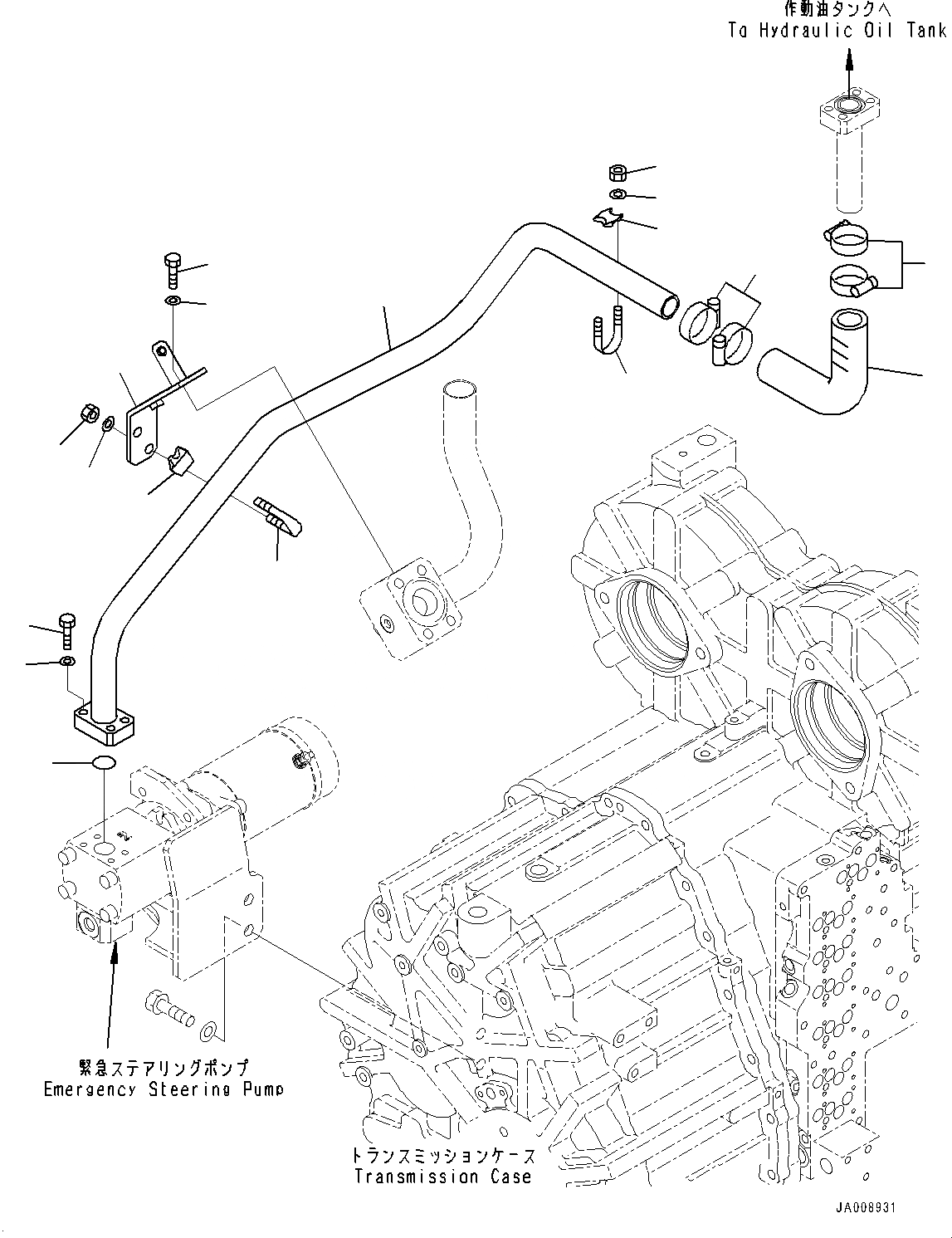Схема запчастей Komatsu WA380-7 - ГИДРОТРАНСФОРМАТОР И ТРАНСМИССИЯ, ВСАСЫВ. ТРУБЫ (№-) ГИДРОТРАНСФОРМАТОР И ТРАНСМИССИЯ, С ЭКСТРЕНН. УПРАВЛ., АВТОМАТИЧ. УПРАВЛ-Е ТИП, ДЛЯ ХОЛОДН. AREA СПЕЦ-ЯIFICATION A (- DEG C)