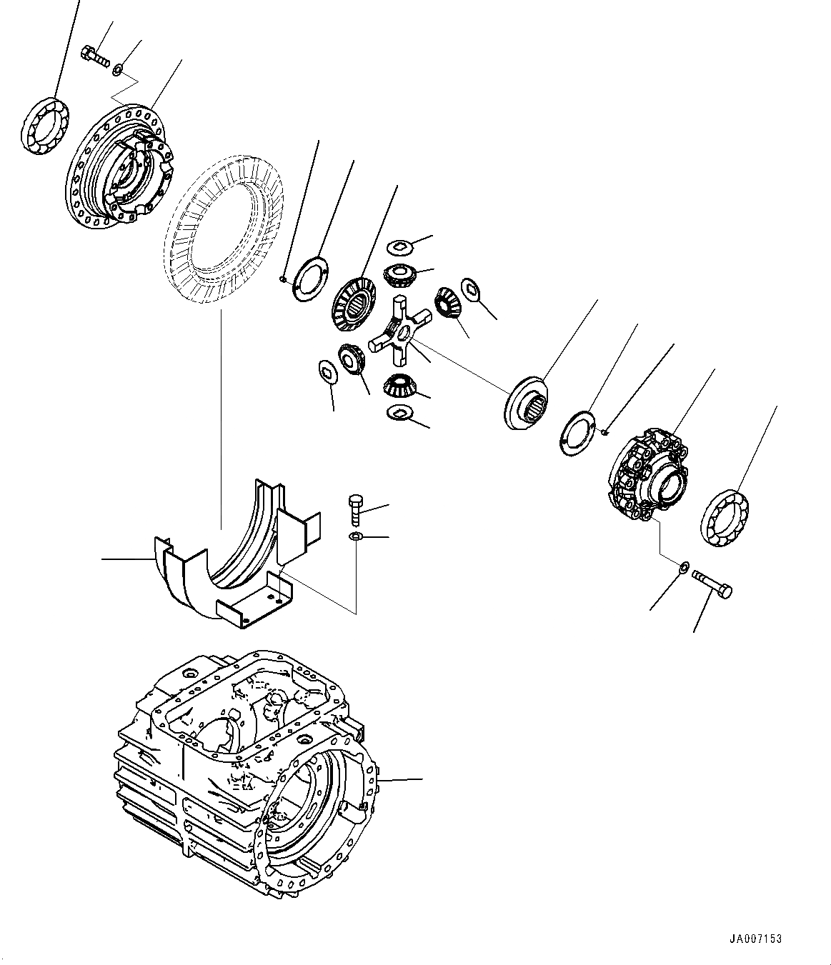 Схема запчастей Komatsu WA380-7 - ПЕРЕДНИЙ МОСТ, ДИФФЕРЕНЦ. (№-89) ПЕРЕДНИЙ МОСТ, БЕЗ САМОБЛОКИР. ДИФФЕРЕНЦ.