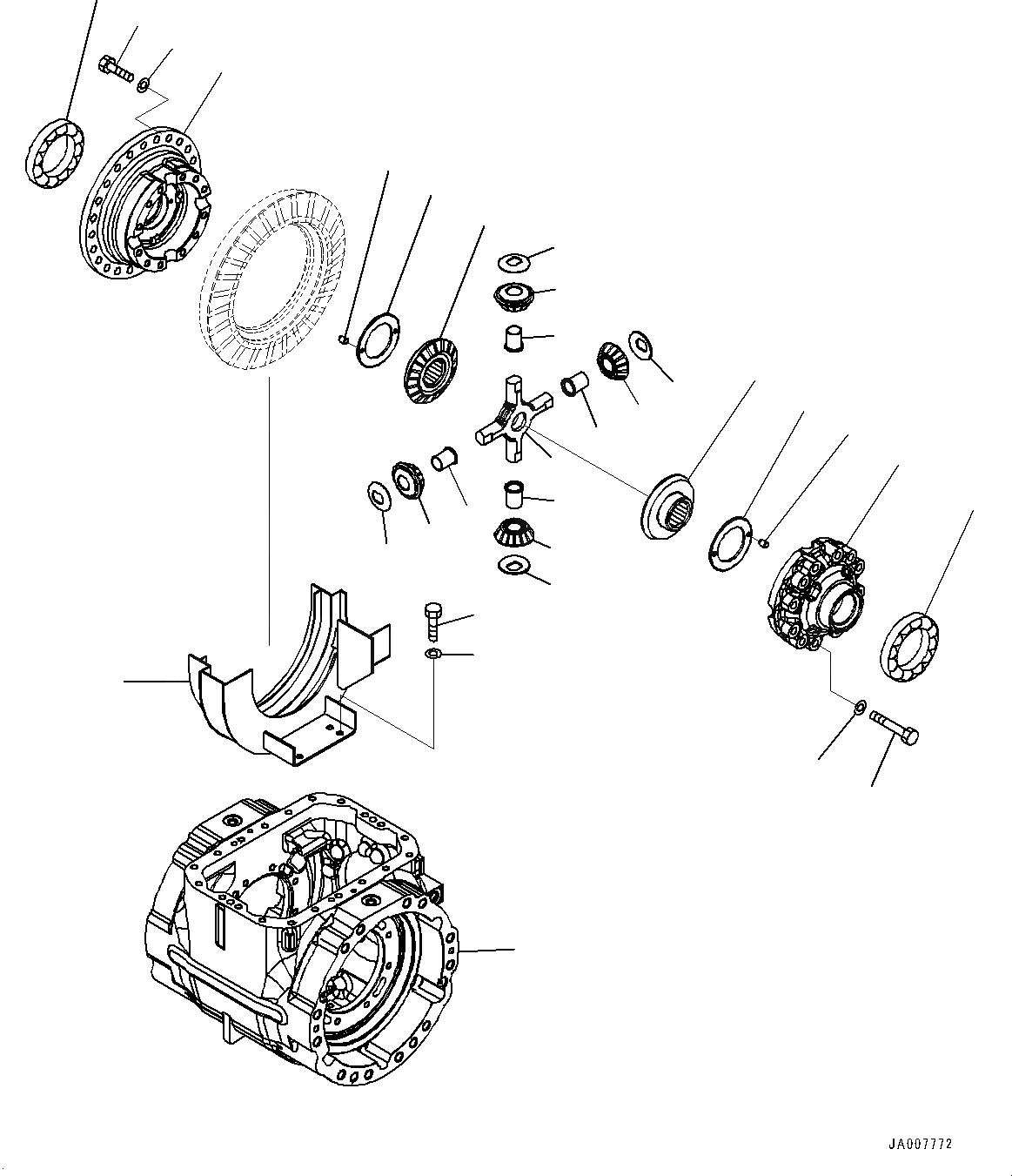 Схема запчастей Komatsu WA380-7 - ПЕРЕДНИЙ МОСТ, ДИФФЕРЕНЦ. (№9-) ПЕРЕДНИЙ МОСТ, БЕЗ САМОБЛОКИР. ДИФФЕРЕНЦ.
