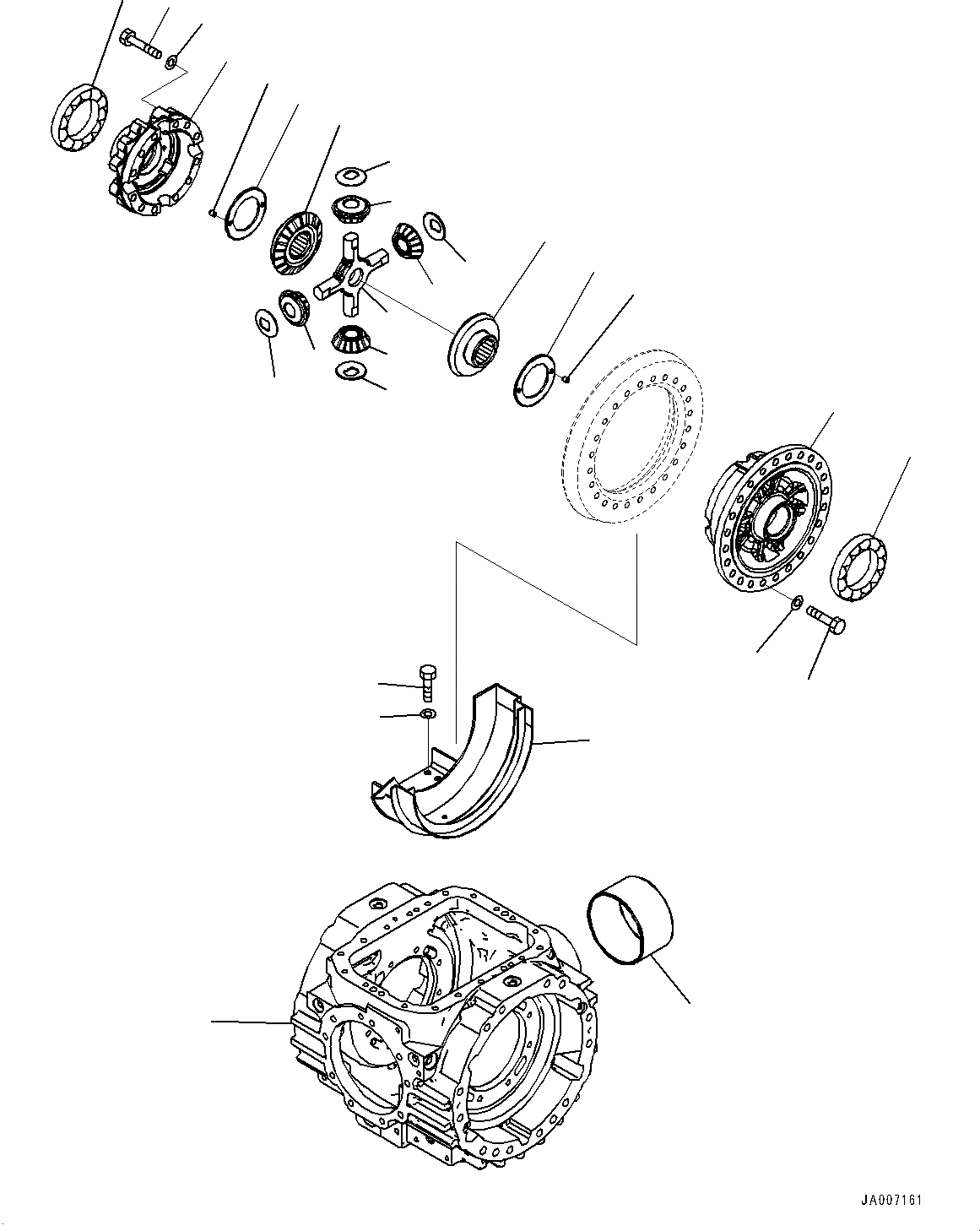 Схема запчастей Komatsu WA380-7 - ЗАДН. МОСТ, ДИФФЕРЕНЦ. (№-89) ЗАДН. МОСТ, БЕЗ САМОБЛОКИР. ДИФФЕРЕНЦ.