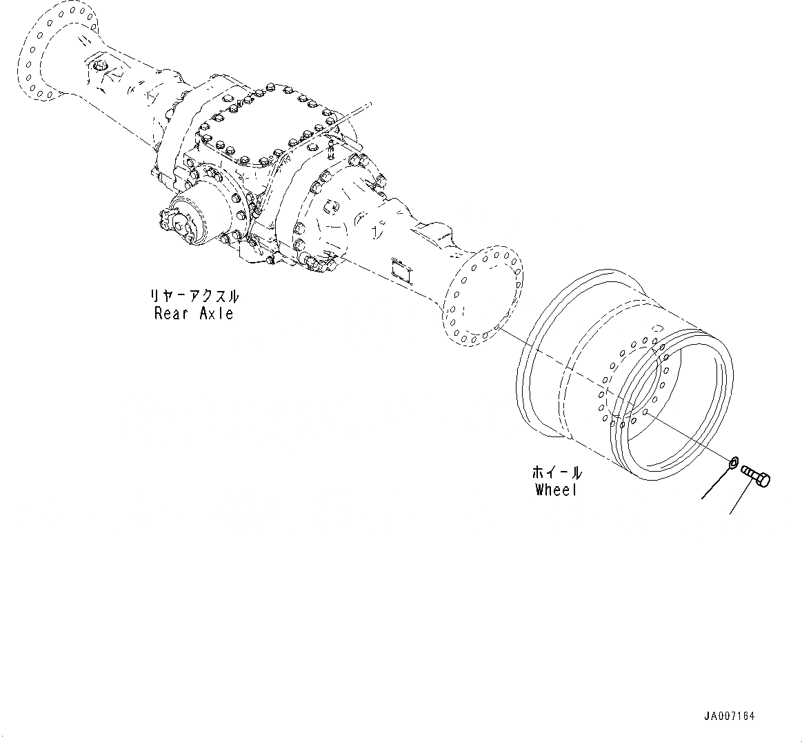 Схема запчастей Komatsu WA380-7 - ЗАДН. МОСТ, КОЛЕСА ОБОД КОЛЕСА КРЕПЛЕНИЕ (№-) ЗАДН. МОСТ, БЕЗ САМОБЛОКИР. ДИФФЕРЕНЦ.
