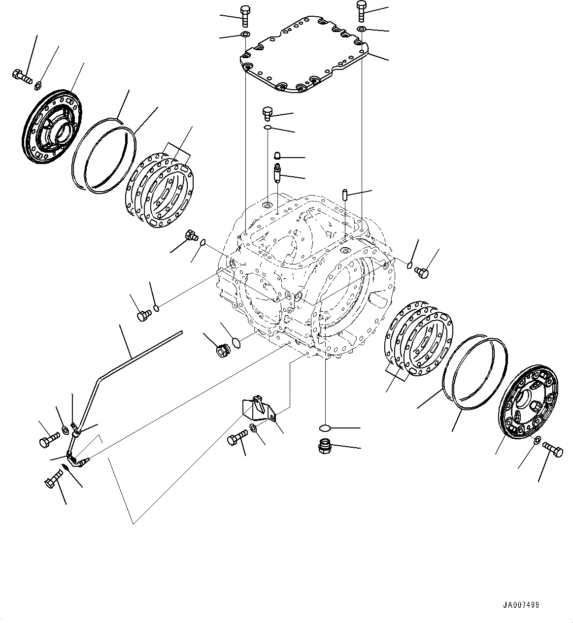 Схема запчастей Komatsu WA380-7 - ЗАДН. МОСТ, ДИФФЕРЕНЦ., КРЫШКАAND НЕСУЩИЙ ЭЛЕМЕНТ (№-) ЗАДН. МОСТ, С САМОБЛОКИР. ДИФФЕРЕНЦ.