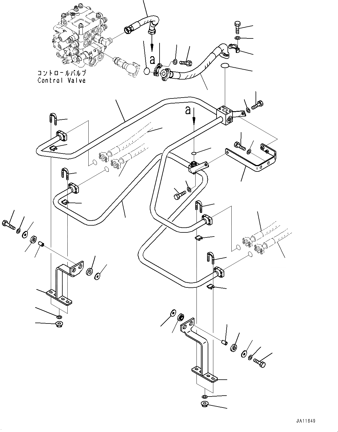 Схема запчастей Komatsu WA380-7 - ГИДРОЛИНИЯ, ГИДРОЦИЛИНДР ПОДЪЕМА ТРУБЫ (№-) ГИДРОЛИНИЯ, С 2-Х СЕКЦИОНН. УПРАВЛЯЮЩ. КЛАПАН, АВТОМАТИЧ.-СИСТ. СМАЗКИ СИСТЕМА