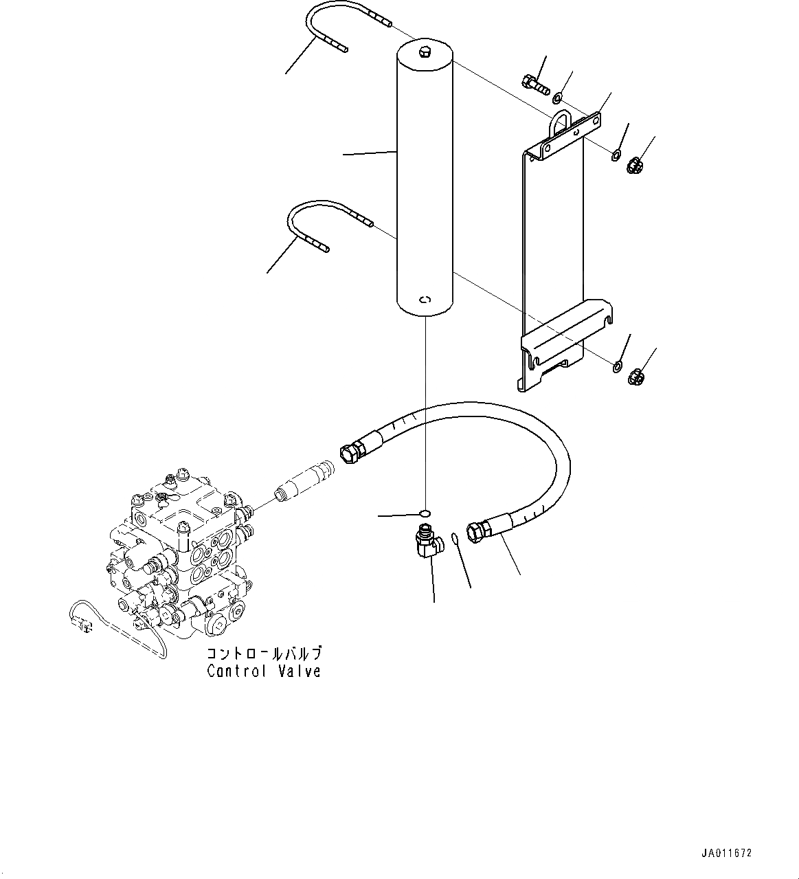 Схема запчастей Komatsu WA380-7 - ГИДРОЛИНИЯ, АККУМУЛЯТОР (№-) ГИДРОЛИНИЯ, С 3-Х СЕКЦ. КОНТР. КЛАПАНОМ