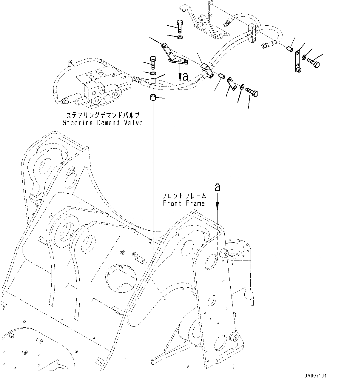 Схема запчастей Komatsu WA380-7 - РУЛЕВ. УПРАВЛЕНИЕ ГИДРОЛИНИЯ, ГИДРОЛИНИЯ КЛАПАНА РУЛЕВ. УПРАВЛЕНИЯ КРЕПЛЕНИЕ (№-) РУЛЕВ. УПРАВЛЕНИЕ ГИДРОЛИНИЯ