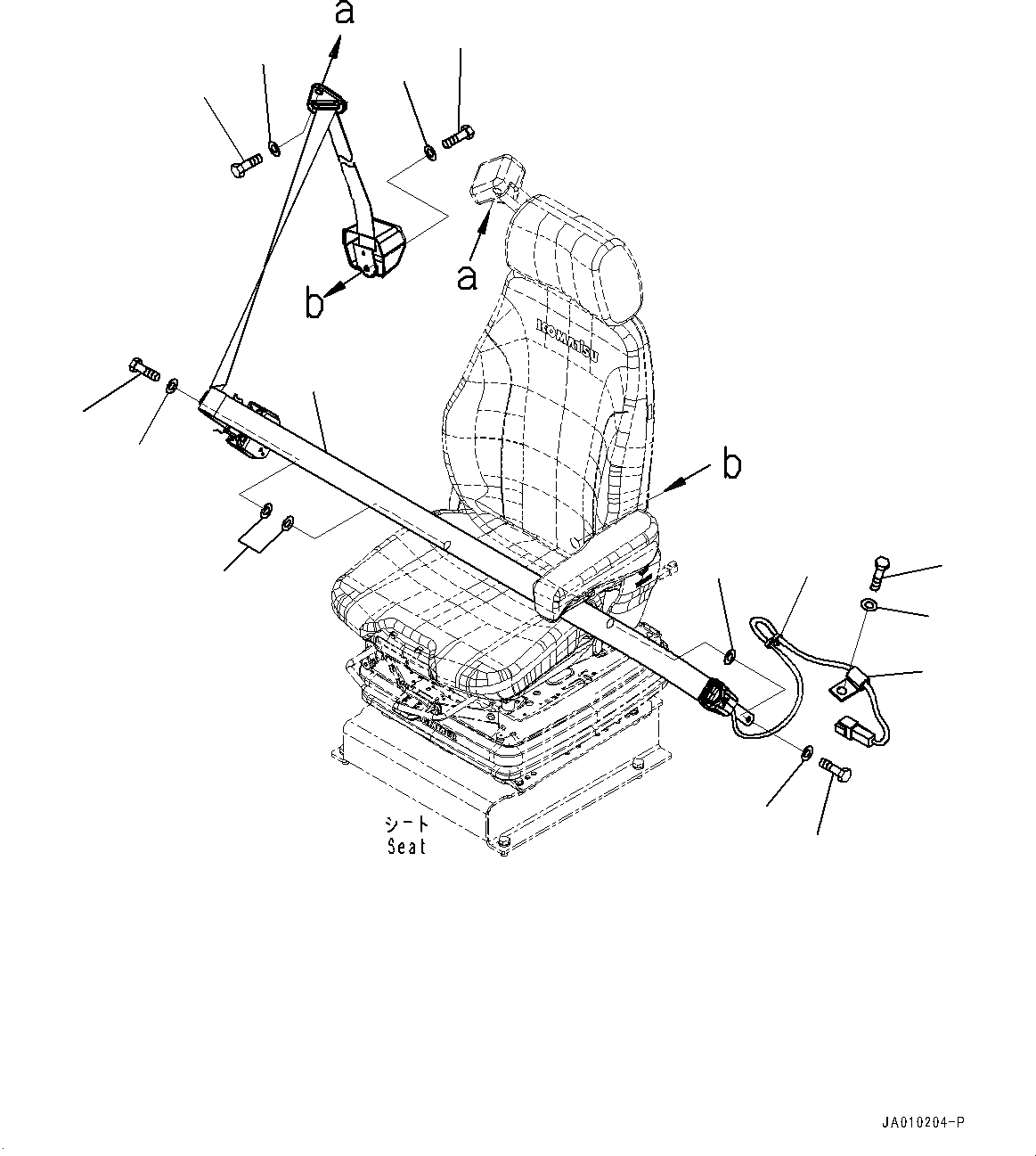 Схема запчастей Komatsu WA380-7 - РЕМЕНЬ БЕЗОПАСНОСТИ (№-) РЕМЕНЬ БЕЗОПАСНОСТИ, MM, 3-ТОЧЕЧН., С ВОЗД. ПОДВЕСКОЙ, GRAMMER СИДЕНЬЕ ОПЕРАТОРА