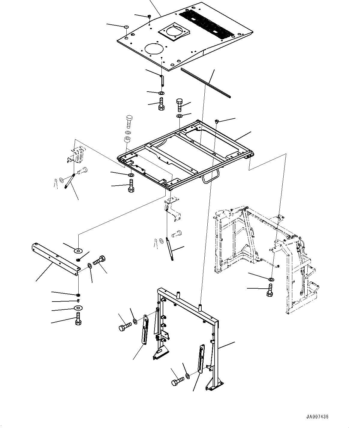Схема запчастей Komatsu WA380-7 - КАПОТ, КАПОТ AND РАМА (№-) КАПОТ, С УДЛИНН. ВПУСК ВОЗДУХА, КРЫШКА ТИП