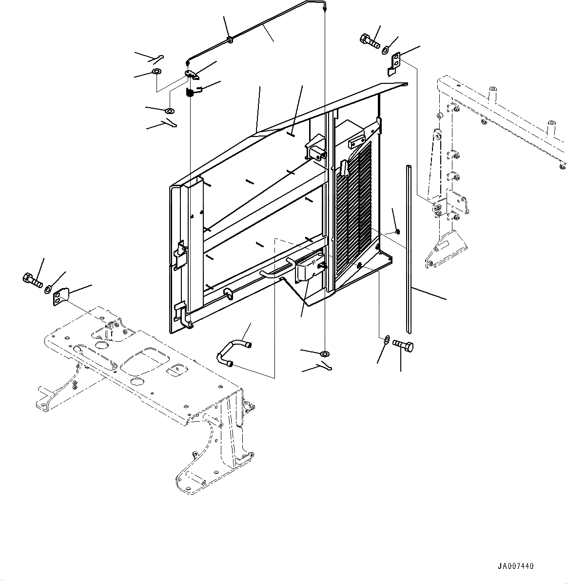 Схема запчастей Komatsu WA380-7 - КАПОТ, ДВЕРЬ, ПРАВ. (№-) КАПОТ, С УДЛИНН. ВПУСК ВОЗДУХА, ПРЕФИЛЬТР TURBO ТИП, АВТОМАТИЧ.-СИСТ. СМАЗКИ СИСТЕМА, LICENSE ПЛАСТИНА ОСВЕЩЕНИЕ
