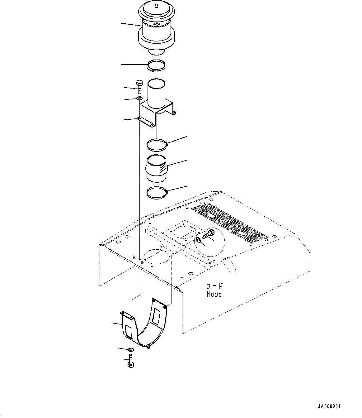 Схема запчастей Komatsu WA380-7 - КАПОТ, ПРЕФИЛЬТР (№-) КАПОТ, С УДЛИНН. ВПУСК ВОЗДУХА, ПРЕФИЛЬТР TURBO ТИП, ЗАДН. ПОЛН. КРЫЛО, ДЛЯ ХОЛОДН. AREA СПЕЦ-ЯIFICATION A (- DEG C)
