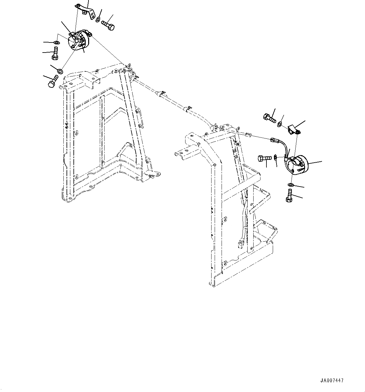 Схема запчастей Komatsu WA380-7 - КАПОТ, ЛАМПА РАБОЧ. ОСВЕЩЕНИЯ (№-) КАПОТ, С УДЛИНН. ВПУСК ВОЗДУХА, КРЫШКА ТИП, ДЛЯ ХОЛОДН. AREA СПЕЦ-ЯIFICATION A (- DEG C)