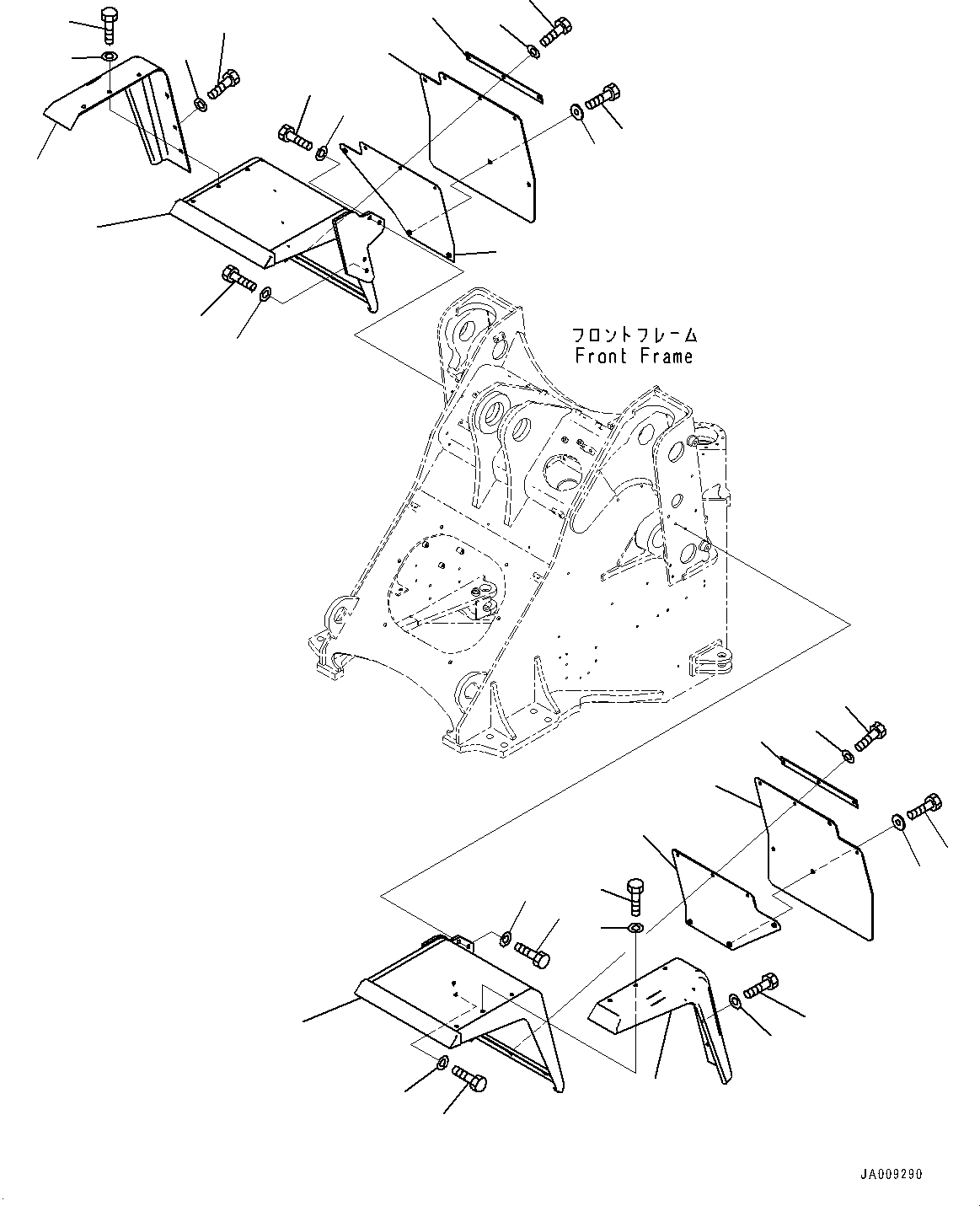 Схема запчастей Komatsu WA380-7 - ПЕРЕДН. КРЫЛО (№-) ПЕРЕДН. КРЫЛО, С БОКОВ. КРЫШКА