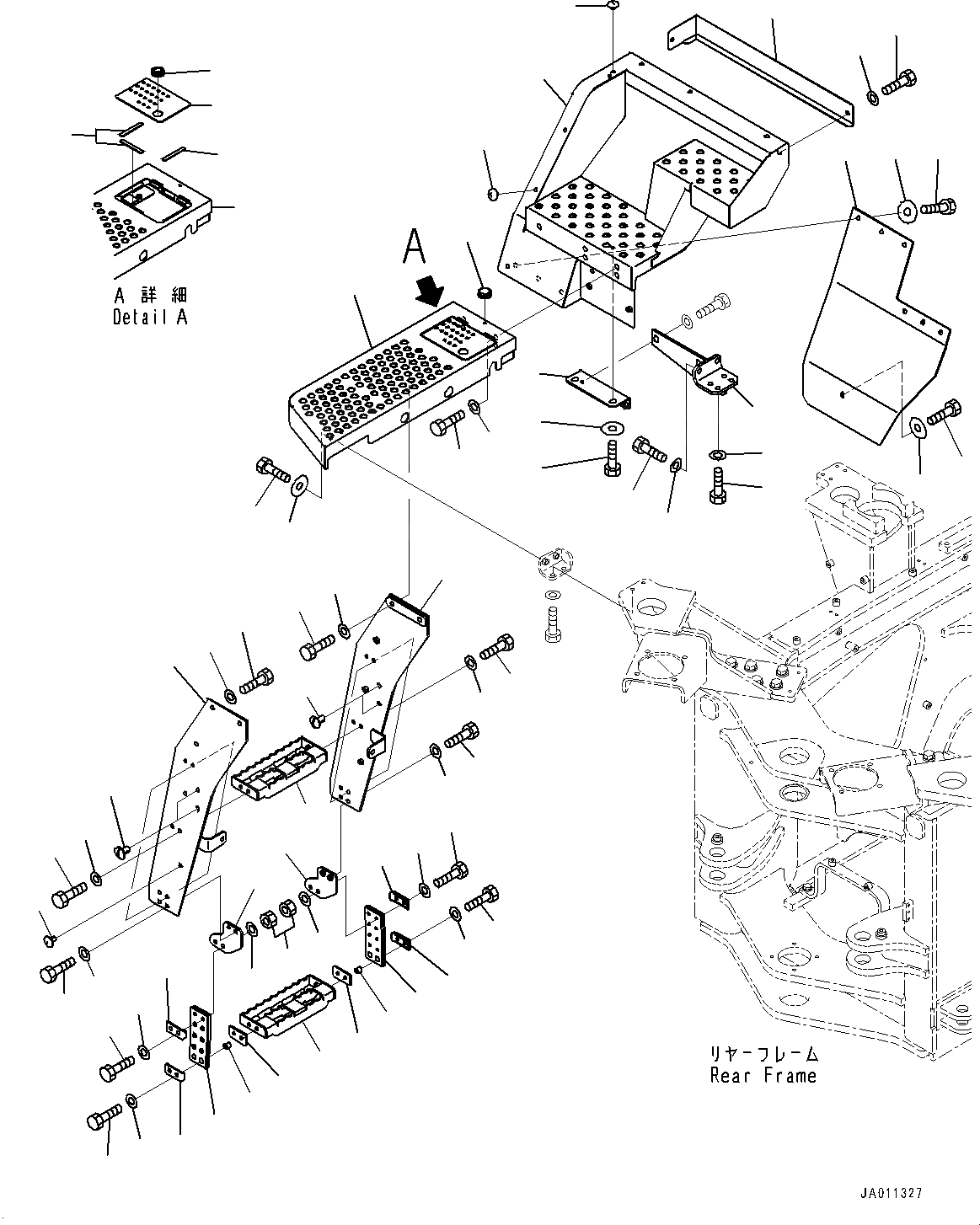 Схема запчастей Komatsu WA380-7 - ЛЕСТНИЦА, ПРАВ. (№-) ЛЕСТНИЦА, БЕЗ ЗАДН. ПОЛН. КРЫЛО