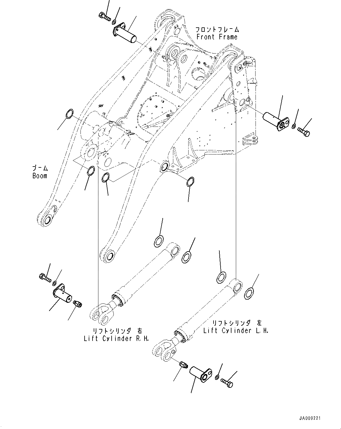 Схема запчастей Komatsu WA380-7 - ГИДРОЦИЛИНДР ПОДЪЕМА, ПАЛЕЦ (№-) ГИДРОЦИЛИНДР ПОДЪЕМА, С АВТОМАТИЧ.-СИСТ. СМАЗКИ СИСТЕМА