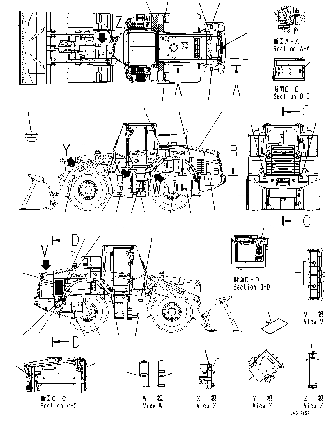 Схема запчастей Komatsu WA380-7 - ТАБЛИЧКИ, EXTERIOR (№-) ТАБЛИЧКИ, АНГЛ., С ВЫСОК. ЕМК. АККУМУЛЯТОР, -EPC РЫЧАГ ИЛИ EPC MULTI-FUNCTION MONO РЫЧАГ, ДЛЯ СТРАН ЕС НОВ. NOISE ARRANGEMENT 