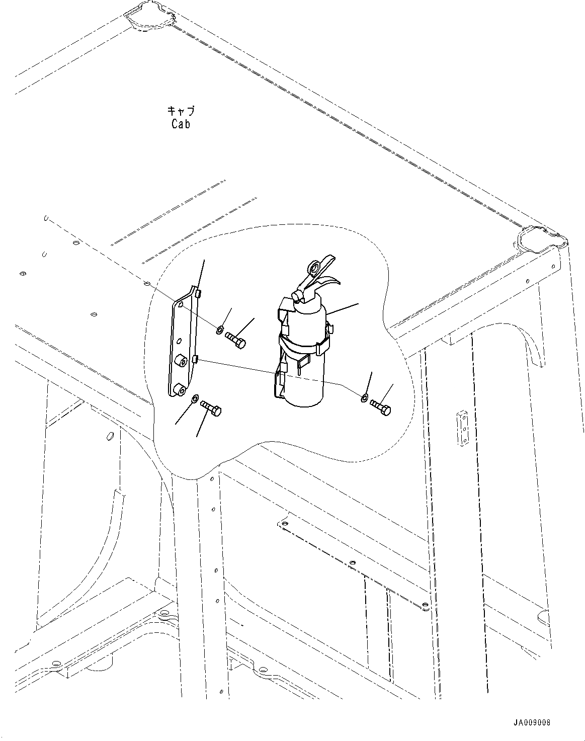 Схема запчастей Komatsu WA380-7 - ОГНЕТУШИТЕЛЬ (№-) ОГНЕТУШИТЕЛЬ, ИСПАНИЯ, США