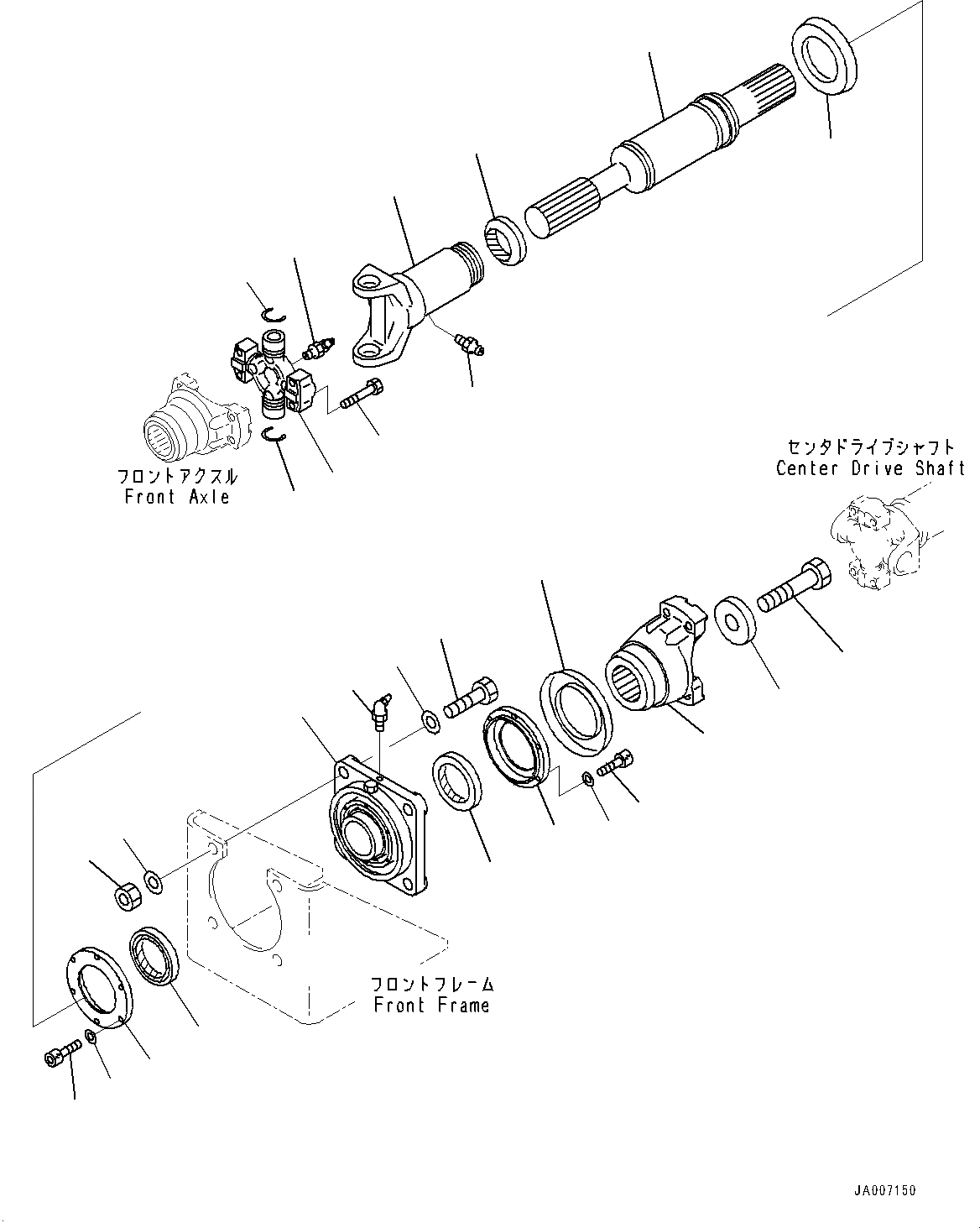 Схема запчастей Komatsu WA380-7 - КАРДАНН. ВАЛ, ПЕРЕДН. ВАЛ КАРДАНН. ВАЛ