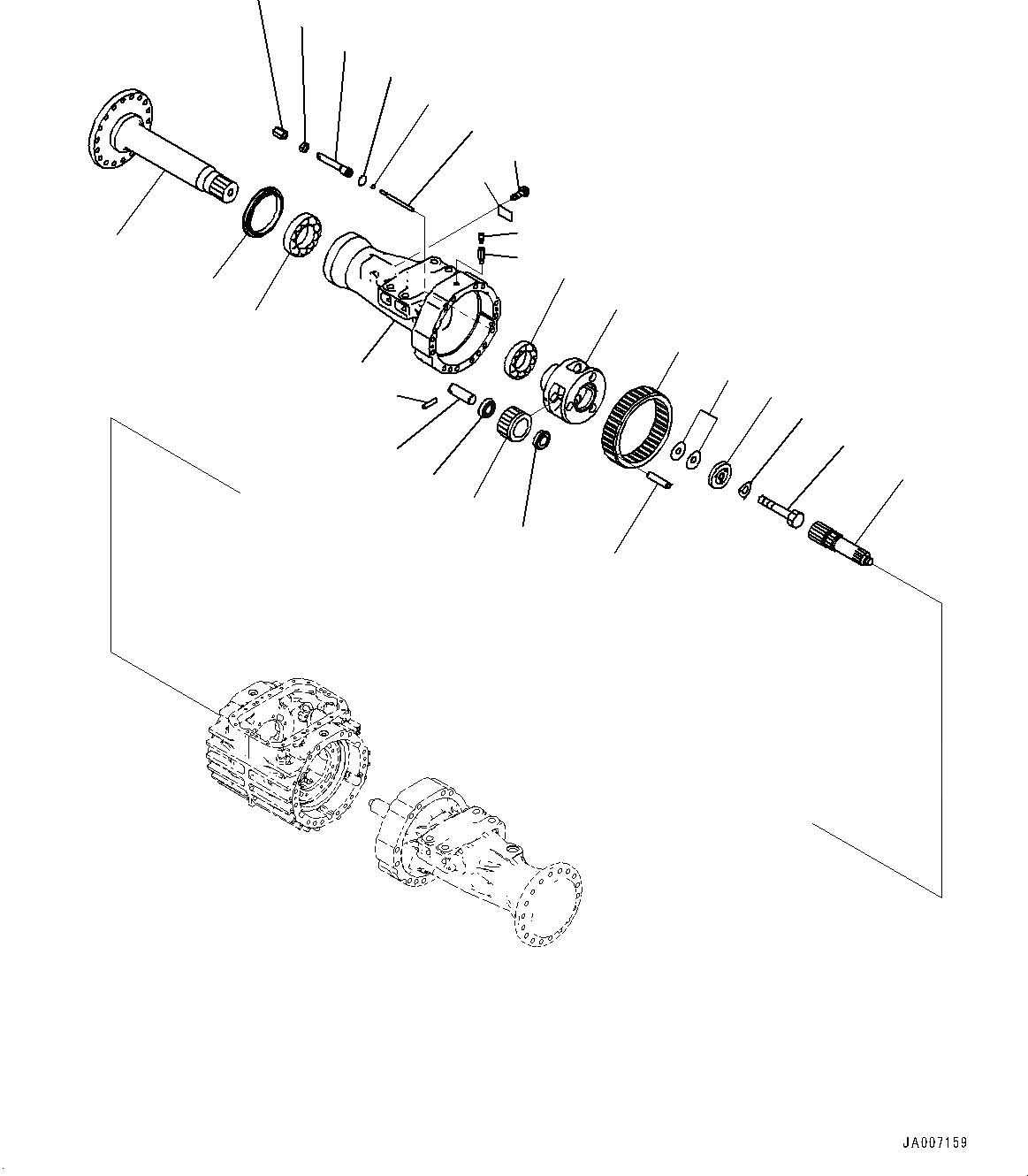 Схема запчастей Komatsu WA380-7 - ПЕРЕДНИЙ МОСТ, БЕЗ САМОБЛОКИР. ДИФФЕРЕНЦ., КОНЕЧНАЯ ПЕРЕДАЧА RHS ПЕРЕДНИЙ МОСТ, БЕЗ САМОБЛОКИР. ДИФФЕРЕНЦ.