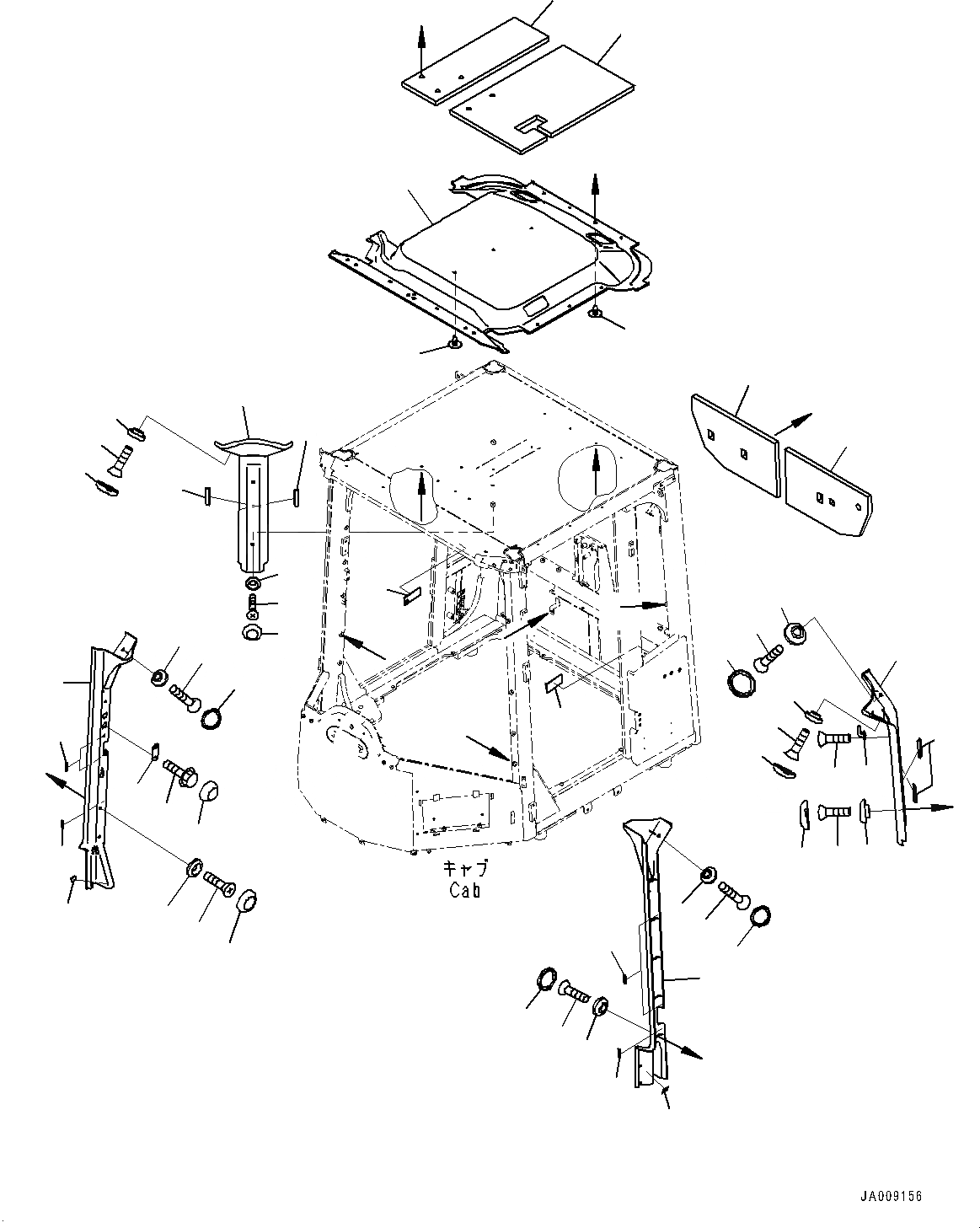 Схема запчастей Komatsu WA380-7 - КАБИНА ROPS И ОСНОВН. КОНСТРУКЦИЯ ГРУППА, КРЫША COVER, ПОДВЕСН. КРОНШТЕЙН И ЩИТКИ КАБИНА ROPS И ОСНОВН. КОНСТРУКЦИЯ ГРУППА