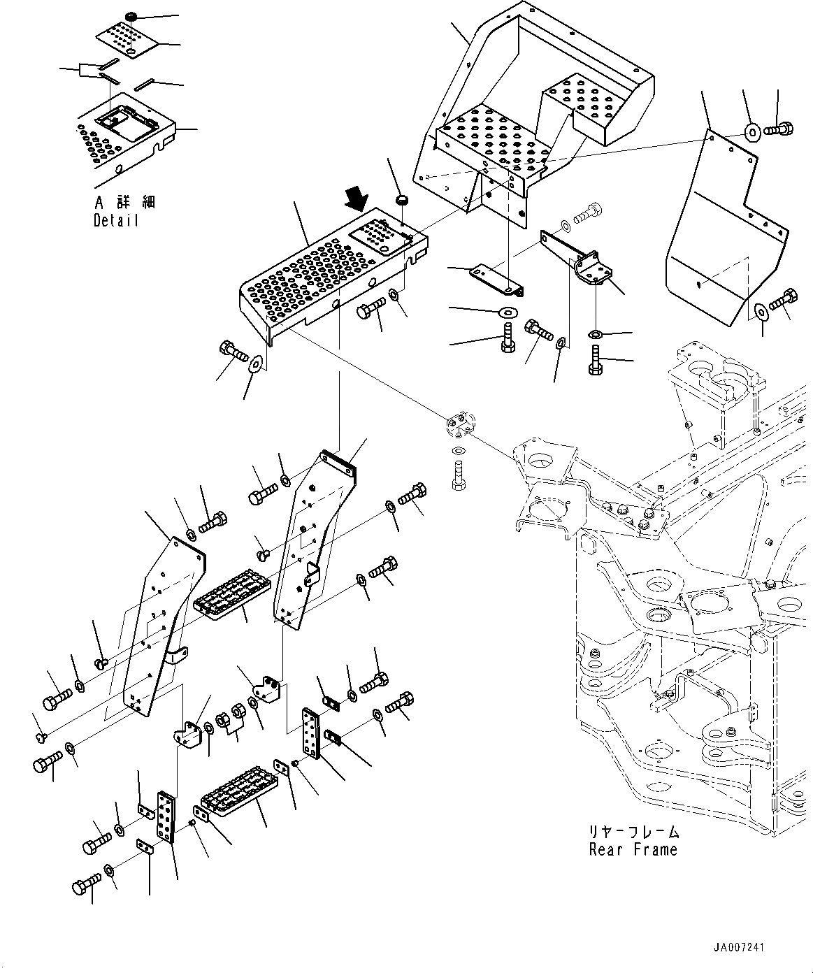 Схема запчастей Komatsu WA380-7 - ЛЕСТНИЦА, С ЗАДН. ПОЛН. КРЫЛО,  ВЕС, RHS ЛЕСТНИЦА, С ЗАДН. ПОЛН. КРЫЛО,  ВЕС