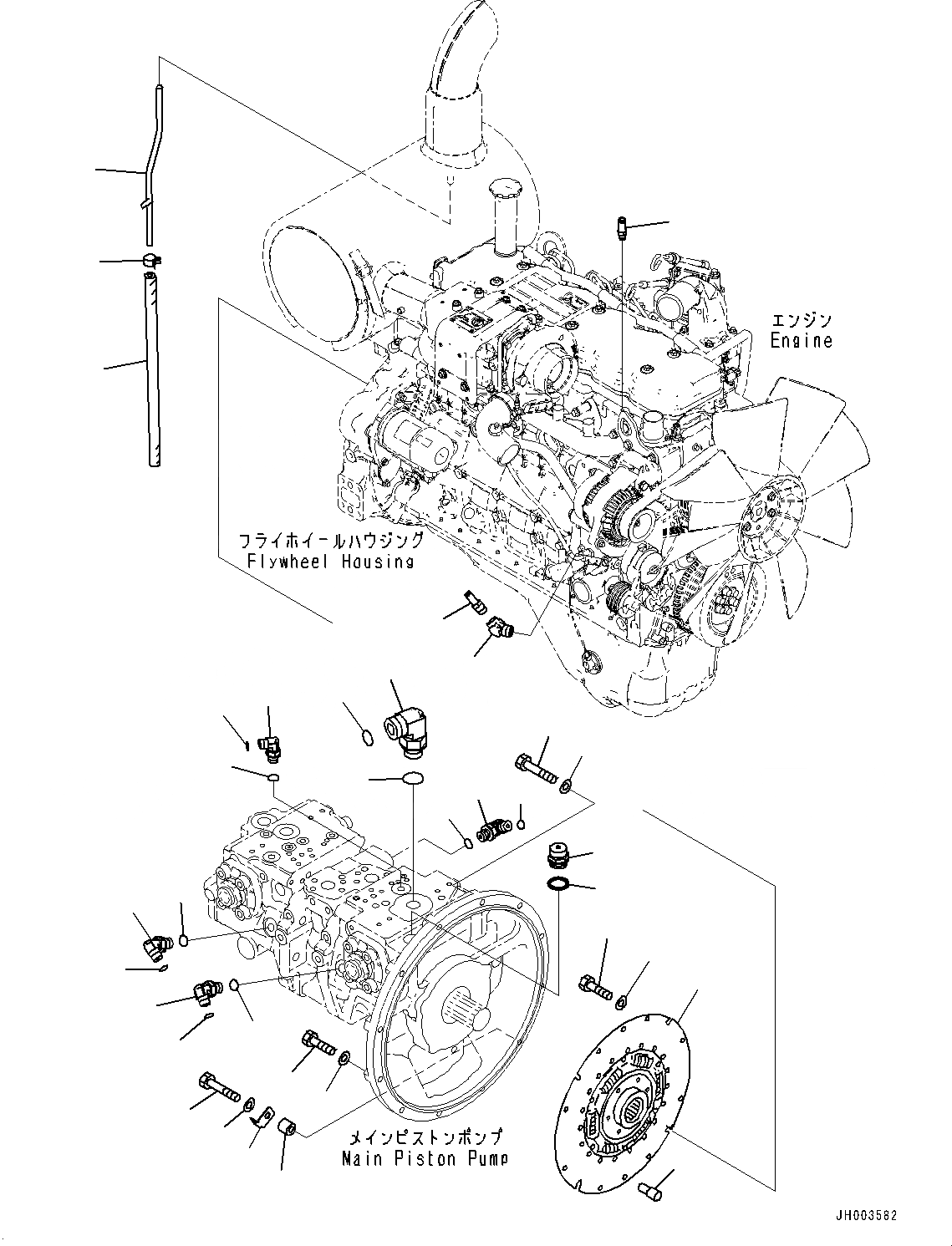 Схема запчастей Komatsu PC308USLC-3E0 - ДЕМПФЕР (№-) ДЕМПФЕР
