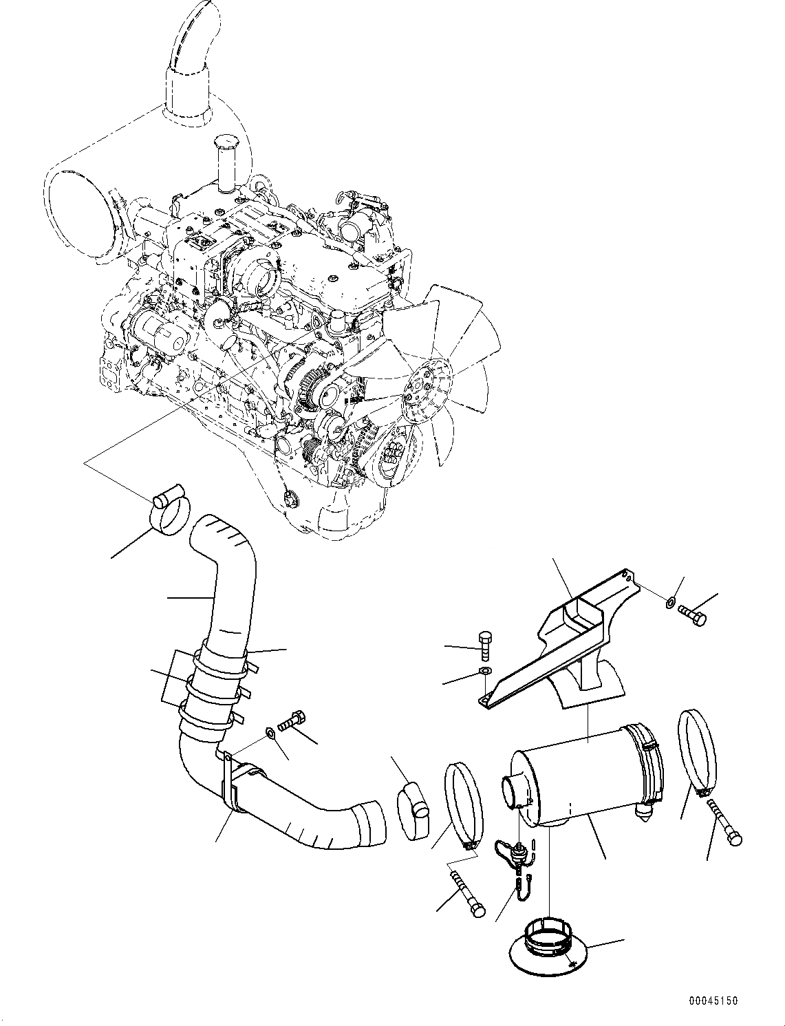 Схема запчастей Komatsu PC308USLC-3E0 - ВОЗДУХООЧИСТИТЕЛЬ СОЕДИНИТЕЛЬН. ЧАСТИ (№-) ВОЗДУХООЧИСТИТЕЛЬ СОЕДИНИТЕЛЬН. ЧАСТИ