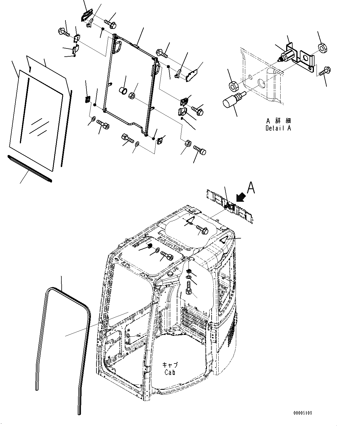 Схема запчастей Komatsu PC308USLC-3E0 - КАБИНА, ПЕРЕДН. ОКНА (№-) КАБИНА, С АВТОМАТИЧ. КОНДИЦ. ВОЗДУХА, С VOLT POWER ВЫПУСКН.