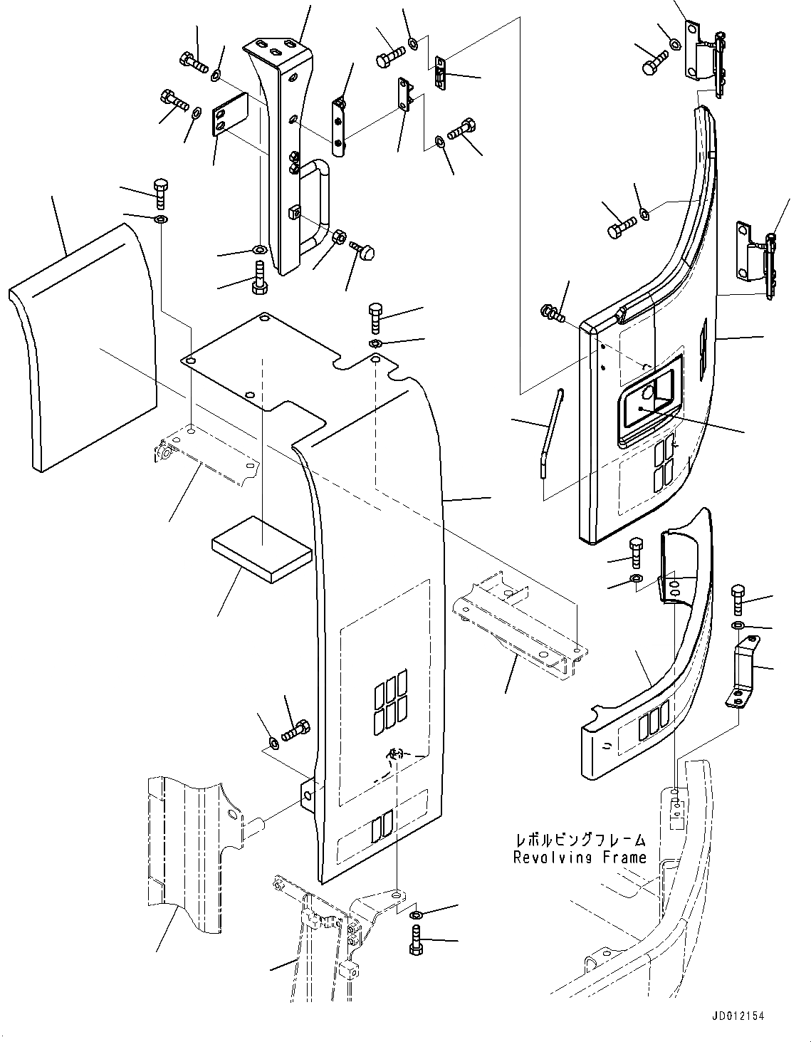Схема запчастей Komatsu PC308USLC-3E0 - БОКОВ. КРЫШКА, БОКОВ. КРЫШКА (№-) БОКОВ. КРЫШКА, ЛЕВ., С DUSTЗАЩИТА NET