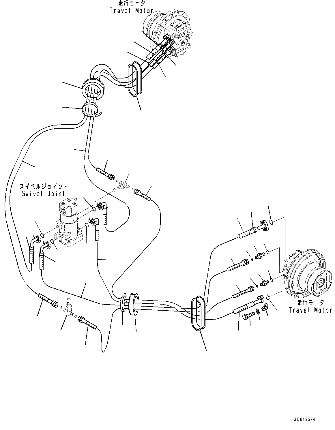 Схема запчастей Komatsu PC308USLC-3E0 - ГИДРОЛИНИЯ ХОДА(№-) ХОД ТРУБЫ