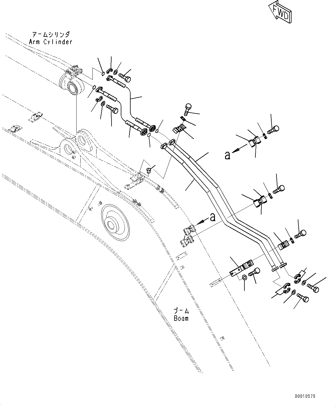 Схема запчастей Komatsu PC308USLC-3E0 - СТРЕЛА, ЦИЛИНДР РУКОЯТИТРУБЫ (№-) СТРЕЛА, .9M, УСИЛ.ENED