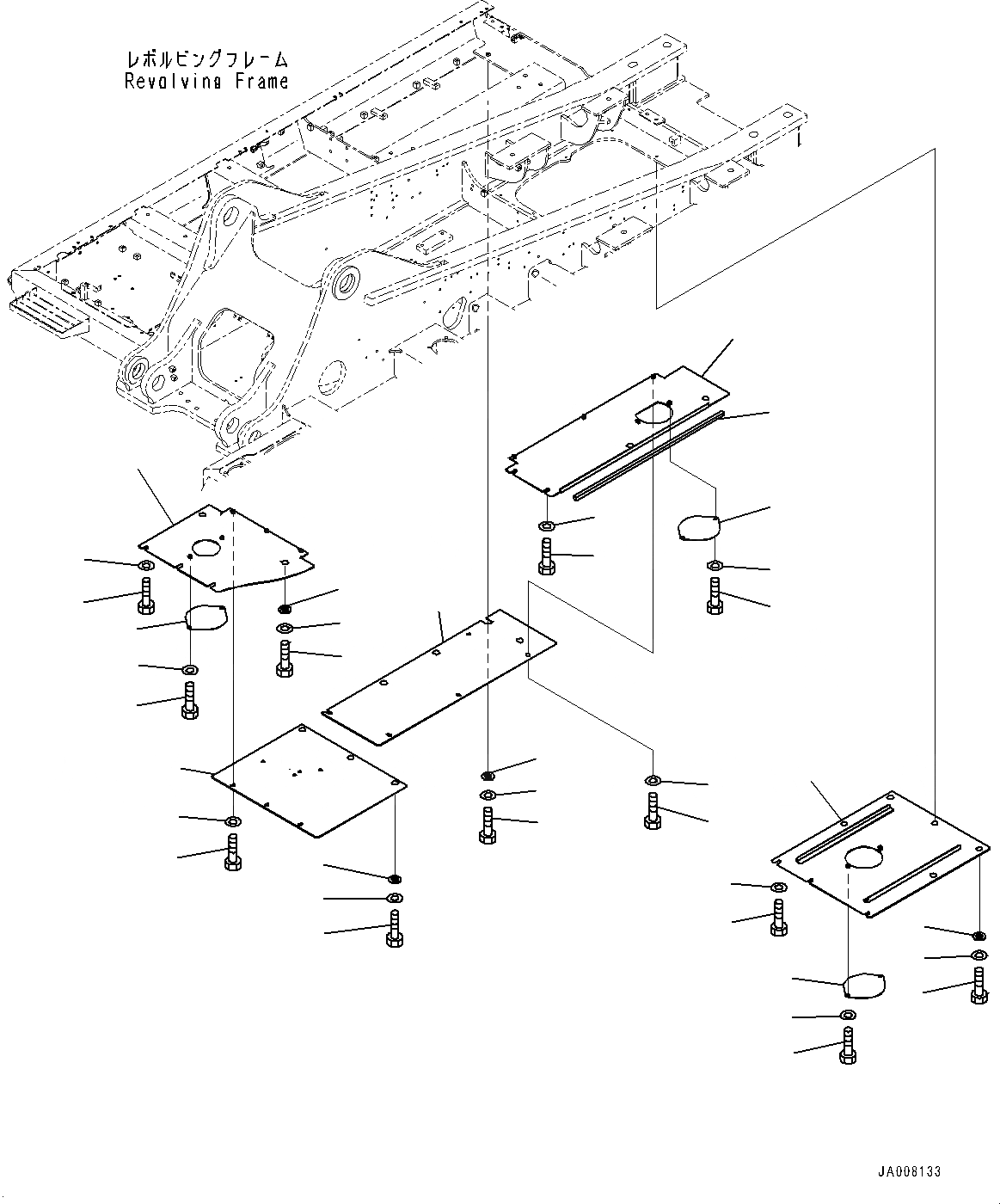 Схема запчастей Komatsu PC360LC-10 - НИЖН. КРЫШКА, С ЗАПРАВОЧН. НАСОС, ЦЕНТР. И RHS НИЖН. КРЫШКА, С ЗАПРАВОЧН. НАСОС