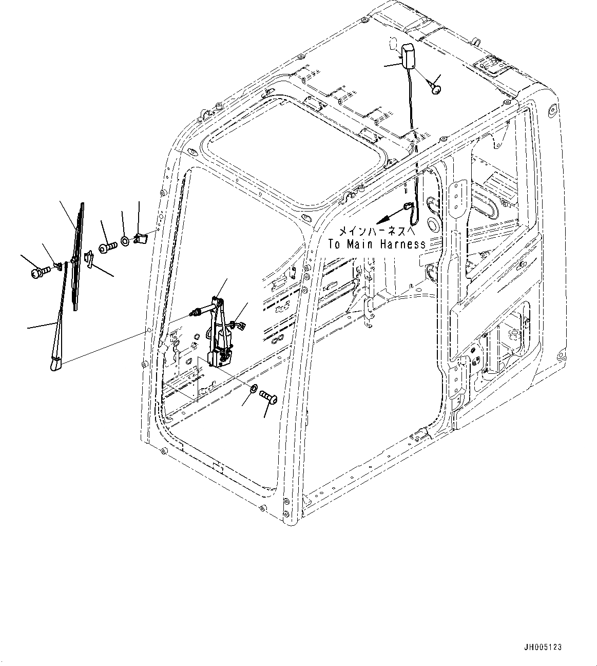 Схема запчастей Komatsu PC490-10 - КАБИНА ASSEMBLY, ДВОРНИКИ И ОСВЕЩЕНИЕ КАБИНА ASSEMBLY