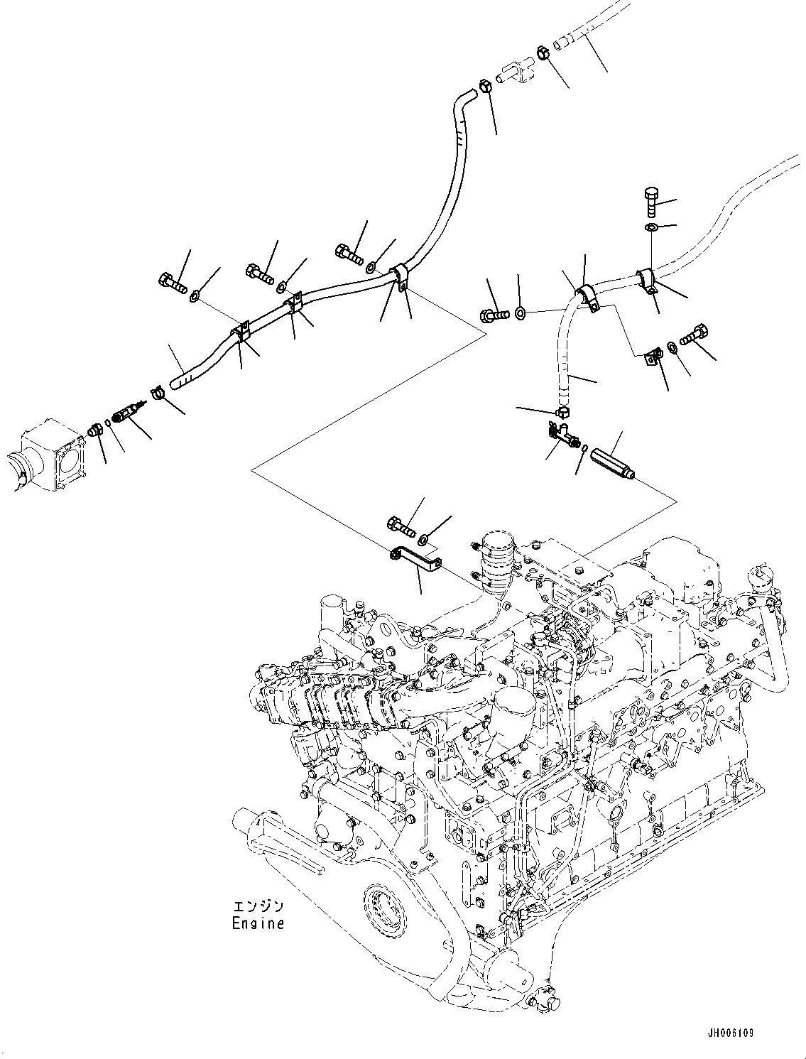 Схема запчастей Komatsu D155AX-7 - ГИДР. ПРОВОД. ОБОГРЕВАТЕЛЯ (№9-) ГИДР. ПРОВОД. ОБОГРЕВАТЕЛЯ