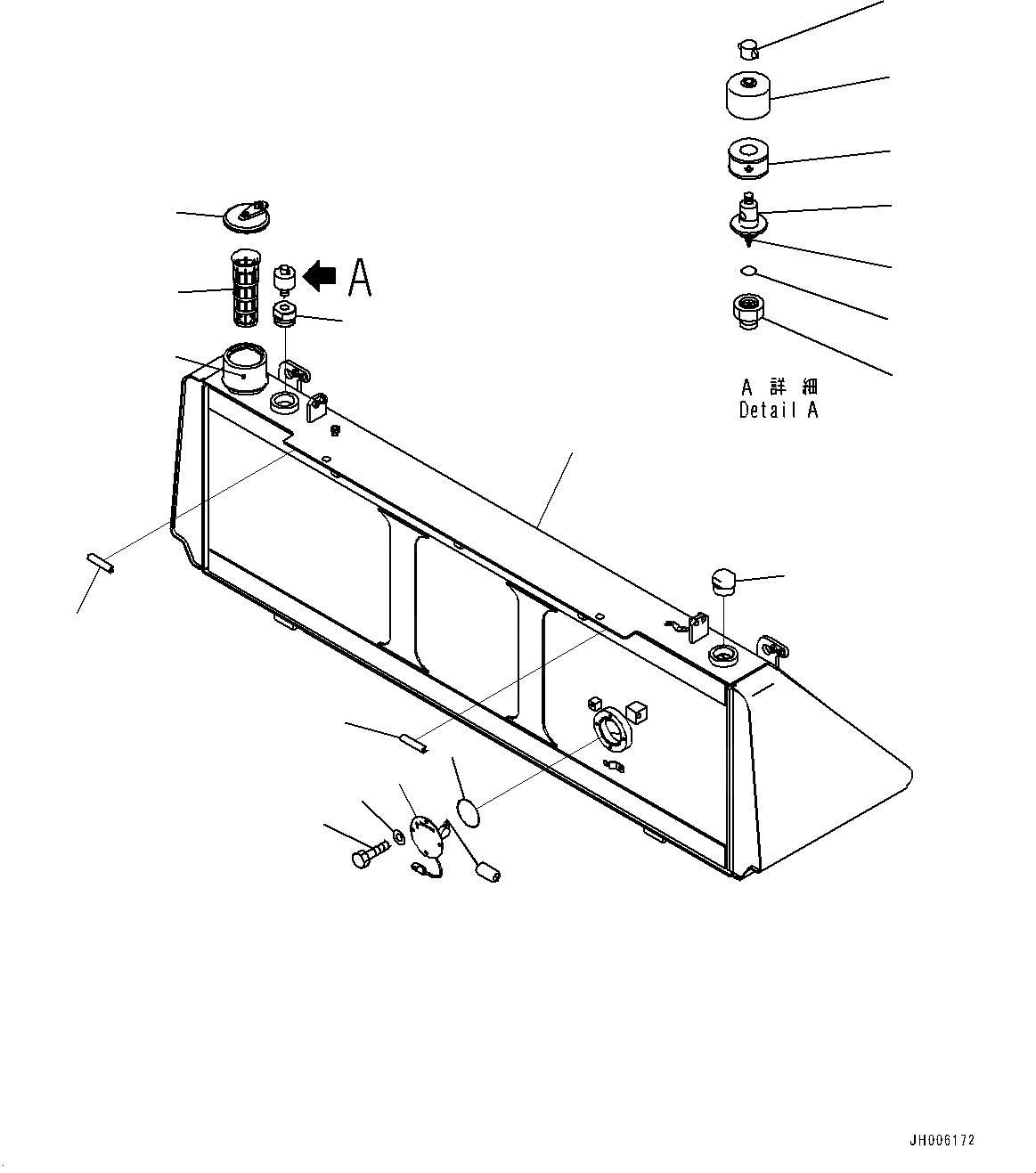 Схема запчастей Komatsu D155AX-7 - ТОПЛИВН. БАК., БАК (№9-) ТОПЛИВН. БАК., С ТОПЛИВН. БЫСТР. ЗАПРАВ. СИСТЕМА