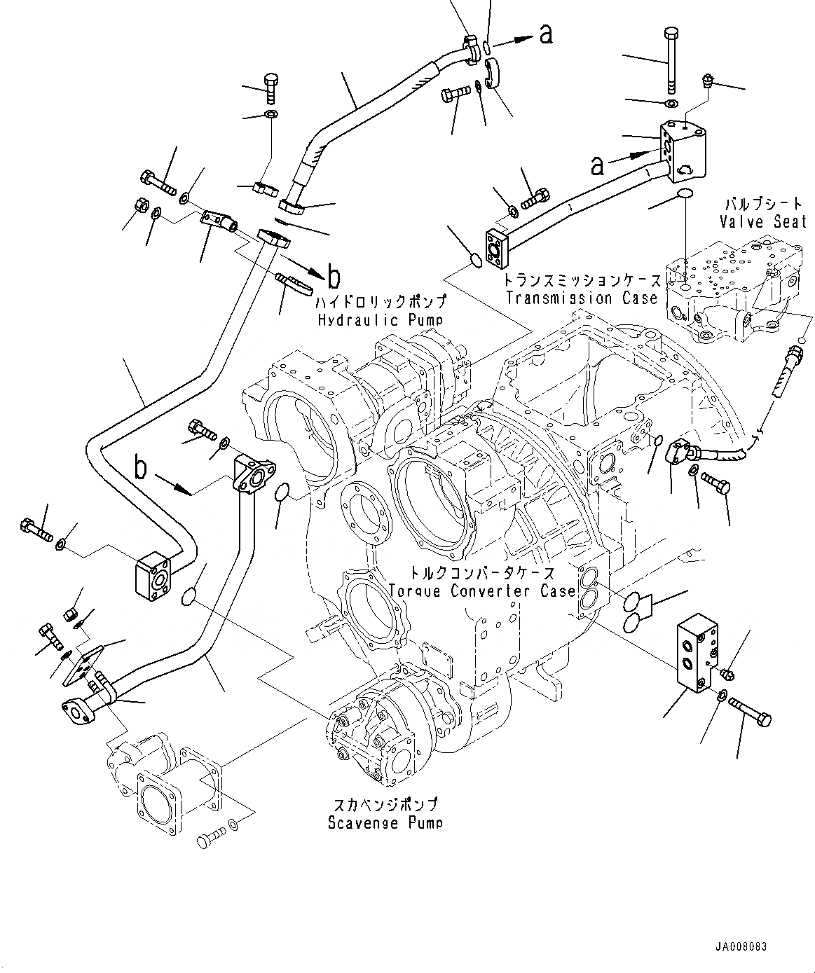 Схема запчастей Komatsu D155AX-7 - СИЛОВАЯ ПЕРЕДАЧА, ТРУБЫ (№9-) СИЛОВАЯ ПЕРЕДАЧА