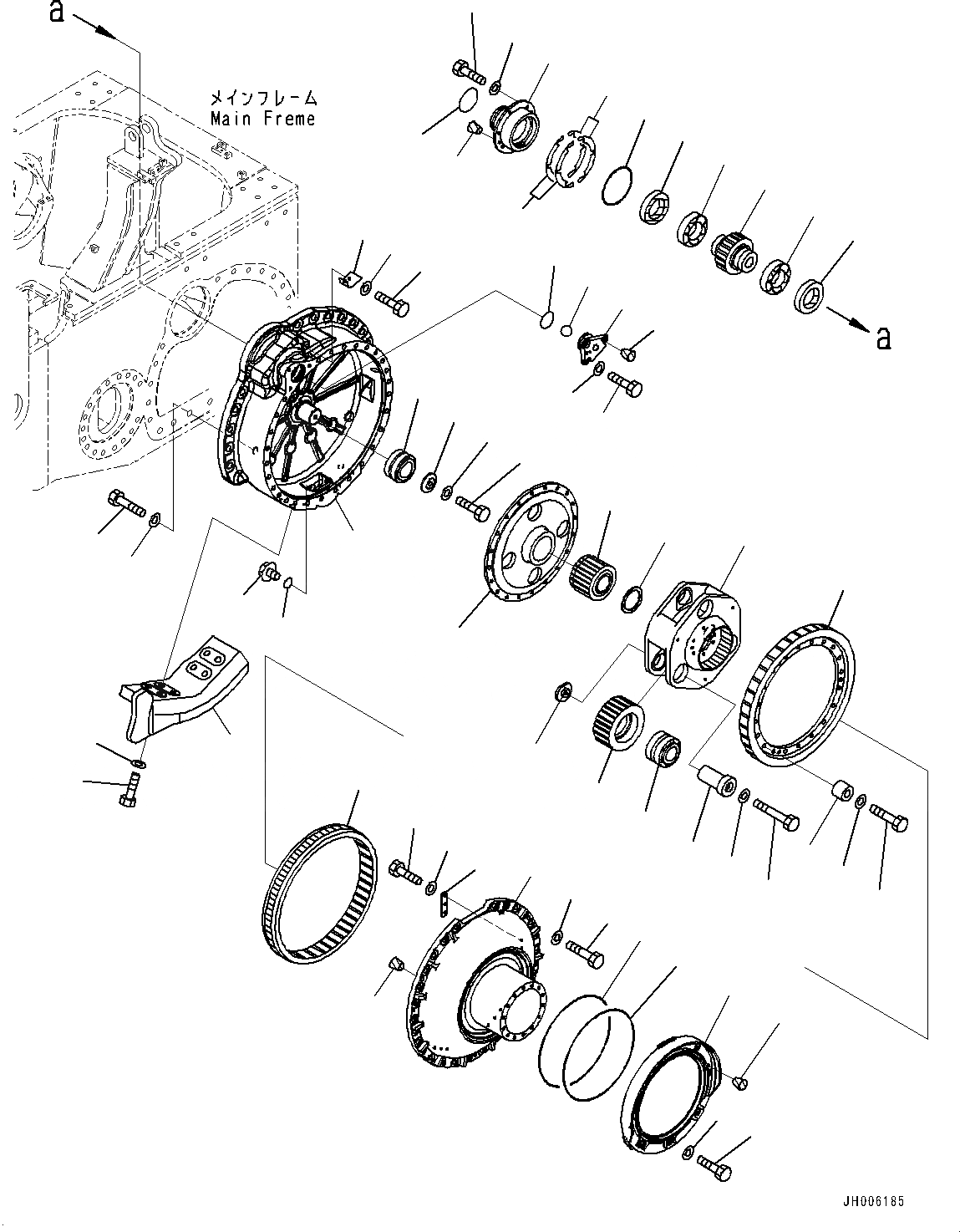Схема запчастей Komatsu D155AX-7 - КОНЕЧНАЯ ПЕРЕДАЧА, FINAL КОРПУС ШЕСТЕРЕНН. ПЕРЕДАЧИ ЛЕВ. (№9-) КОНЕЧНАЯ ПЕРЕДАЧА, БЕЗ ГУСЕНИЧНАЯ РАМА С ЖЕСТК., LANDFILL СПЕЦ-ЯIFICATION