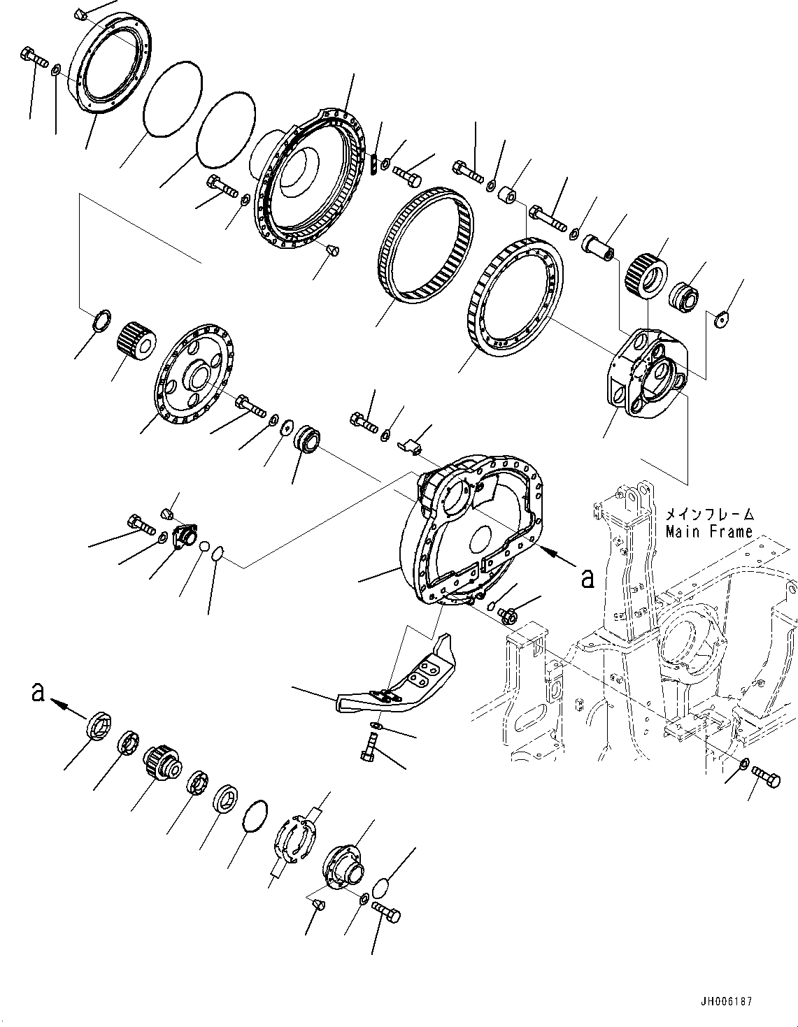 Схема запчастей Komatsu D155AX-7 - КОНЕЧНАЯ ПЕРЕДАЧА, FINAL КОРПУС ШЕСТЕРЕНН. ПЕРЕДАЧИ ПРАВ. (№9-) КОНЕЧНАЯ ПЕРЕДАЧА, БЕЗ ГУСЕНИЧНАЯ РАМА С ЖЕСТК., LANDFILL СПЕЦ-ЯIFICATION