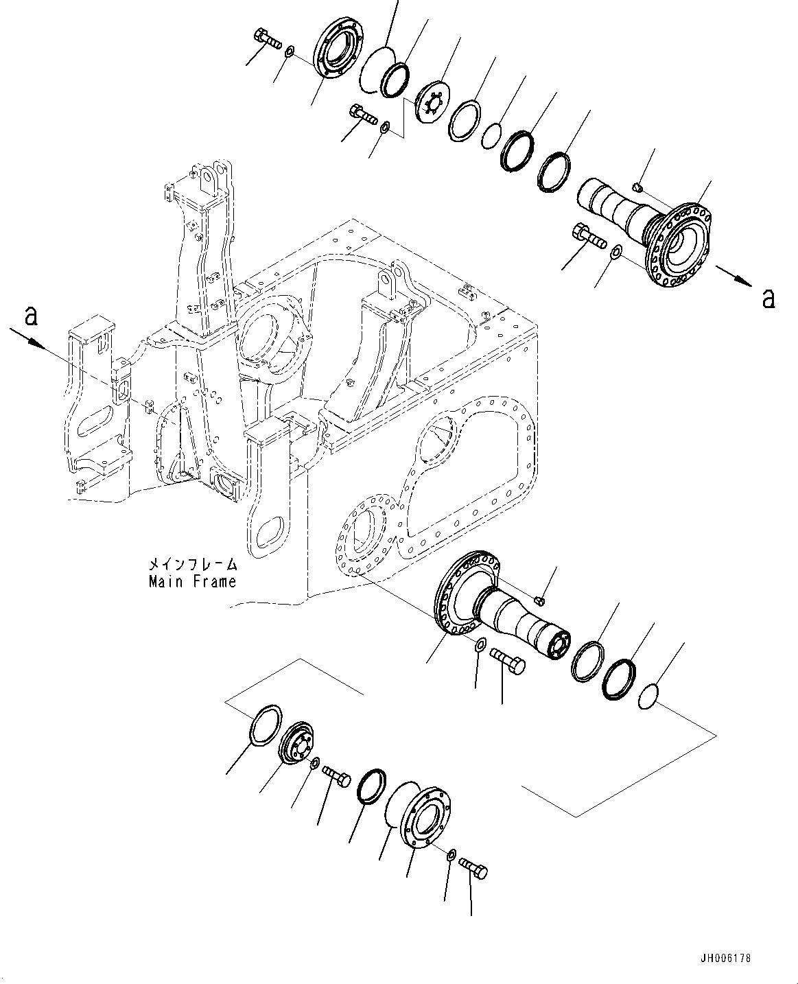 Схема запчастей Komatsu D155AX-7 - ПОДВЕСКА, ПОВОРОТН. ШКВОРЕНЬ (№9-) ПОДВЕСКА, ДЛЯ ОТВАЛ С ДВОЙН. ПЕРЕКОСОМ