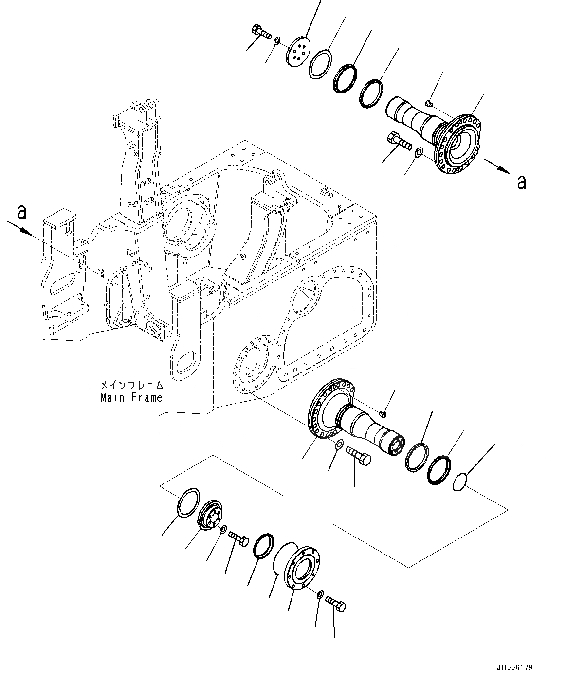 Схема запчастей Komatsu D155AX-7 - ПОДВЕСКА, ПОВОРОТН. ШКВОРЕНЬ (№9-) ПОДВЕСКА, БЕЗ ОТВАЛ С ДВОЙН. ПЕРЕКОСОМ