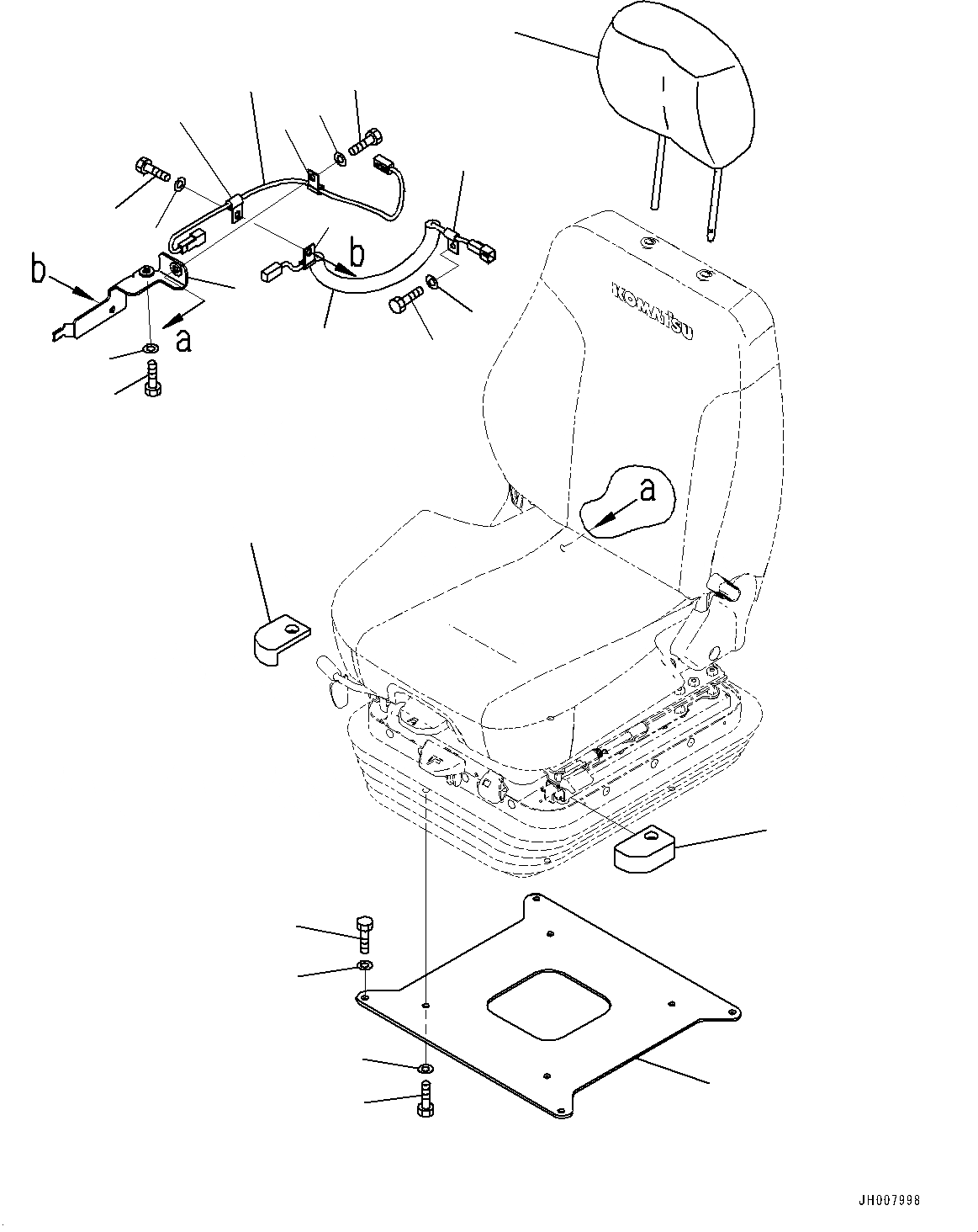Схема запчастей Komatsu D155AX-7 - СИДЕНЬЕ ОПЕРАТОРА, КРЕПЛЕНИЕ (№9-9) СИДЕНЬЕ ОПЕРАТОРА, ВОЗД. С ВОЗД. ПОДВЕСКОЙ, ТКАНЬ, TURN ТИП, НАКЛОН., С ОБОГРЕВ-ЛЕМ, С HEADREST