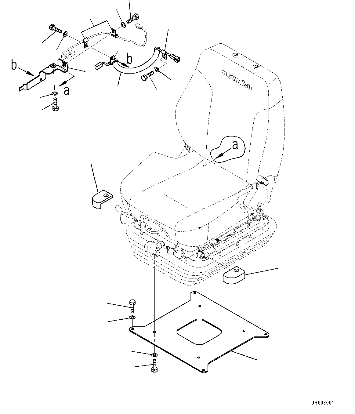 Схема запчастей Komatsu D155AX-7 - СИДЕНЬЕ ОПЕРАТОРА, КРЕПЛЕНИЕ (№9-) СИДЕНЬЕ ОПЕРАТОРА, МЕХАНИЧ. С ВОЗД. ПОДВЕСКОЙ, ТКАНЬ, TURN, НАКЛОН., С ОБОГРЕВ-ЛЕМ