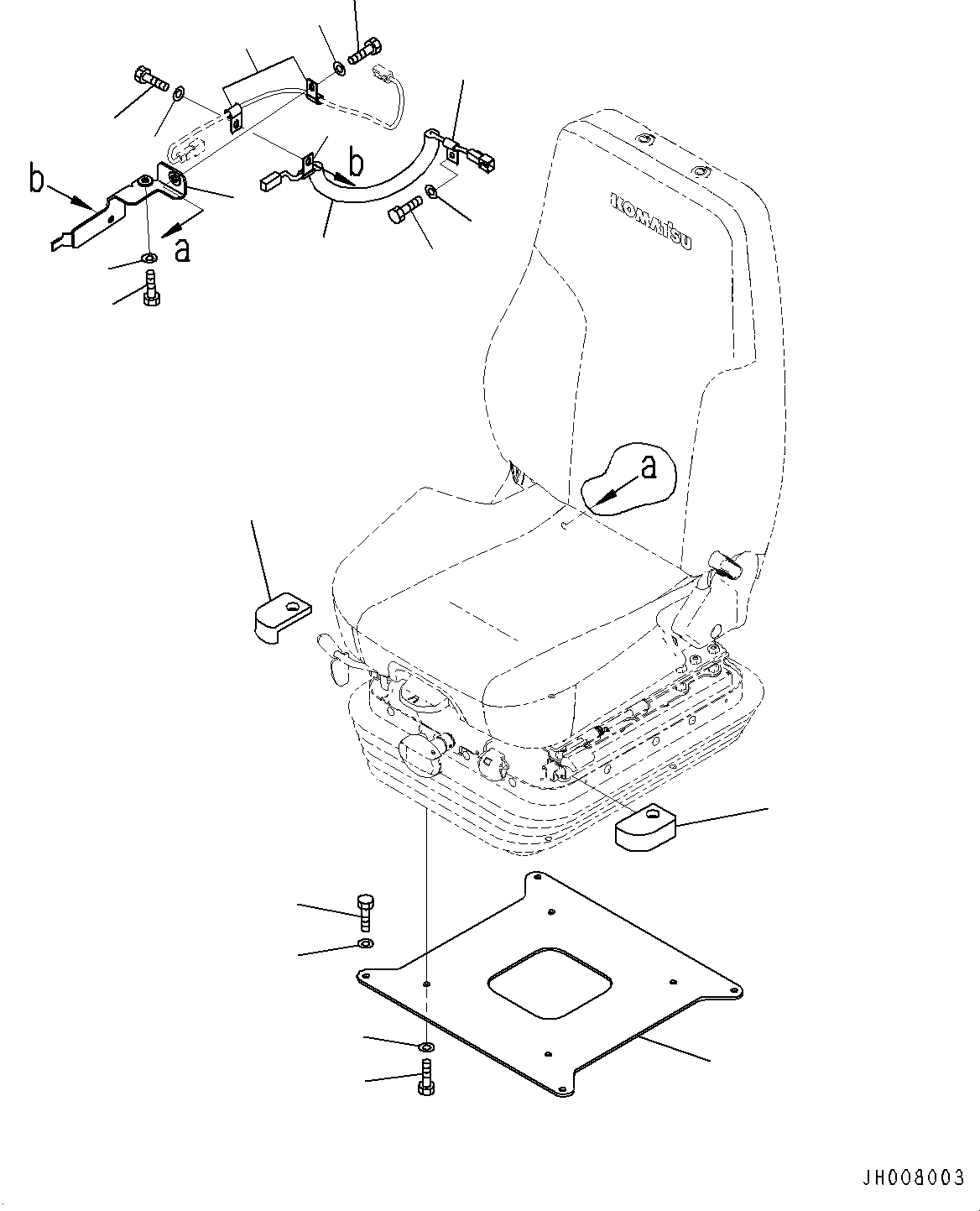 Схема запчастей Komatsu D155AX-7 - СИДЕНЬЕ ОПЕРАТОРА, КРЕПЛЕНИЕ (№9-) СИДЕНЬЕ ОПЕРАТОРА, МЕХАНИЧ. С ВОЗД. ПОДВЕСКОЙ, ТКАНЬ, TURN, НАКЛОН., HI-BACK ТИП, С ОБОГРЕВ-ЛЕМ