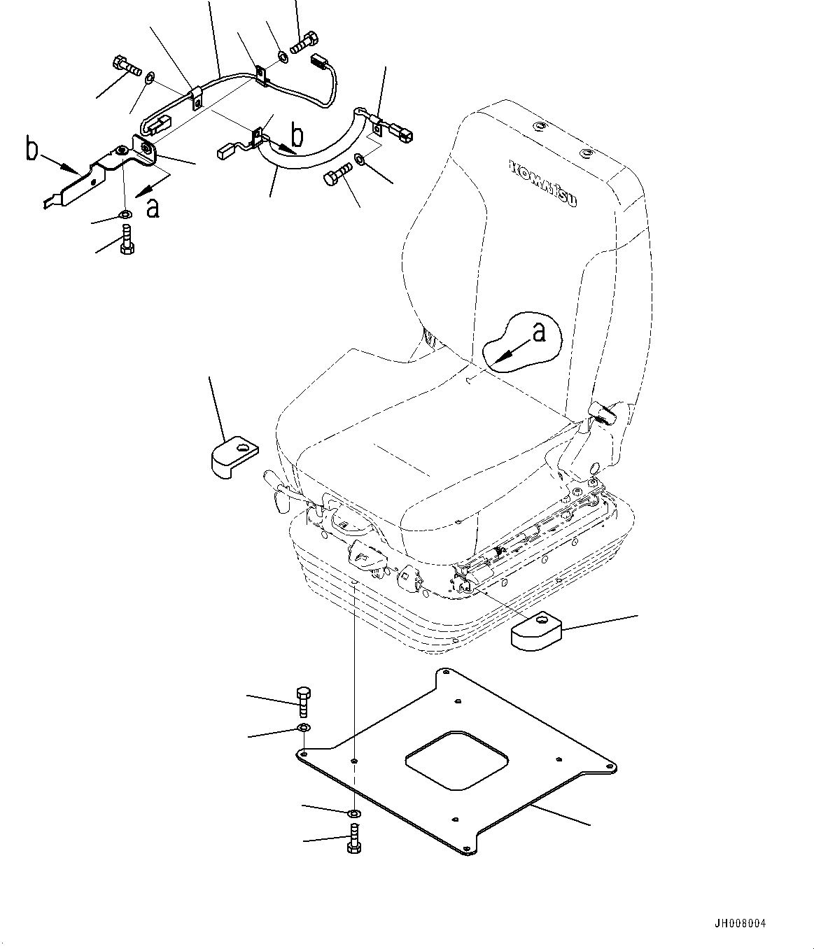 Схема запчастей Komatsu D155AX-7 - СИДЕНЬЕ ОПЕРАТОРА, КРЕПЛЕНИЕ (№9-999) СИДЕНЬЕ ОПЕРАТОРА, ВОЗД. С ВОЗД. ПОДВЕСКОЙ, ТКАНЬ, TURN ТИП, НАКЛОН., С ОБОГРЕВ-ЛЕМ