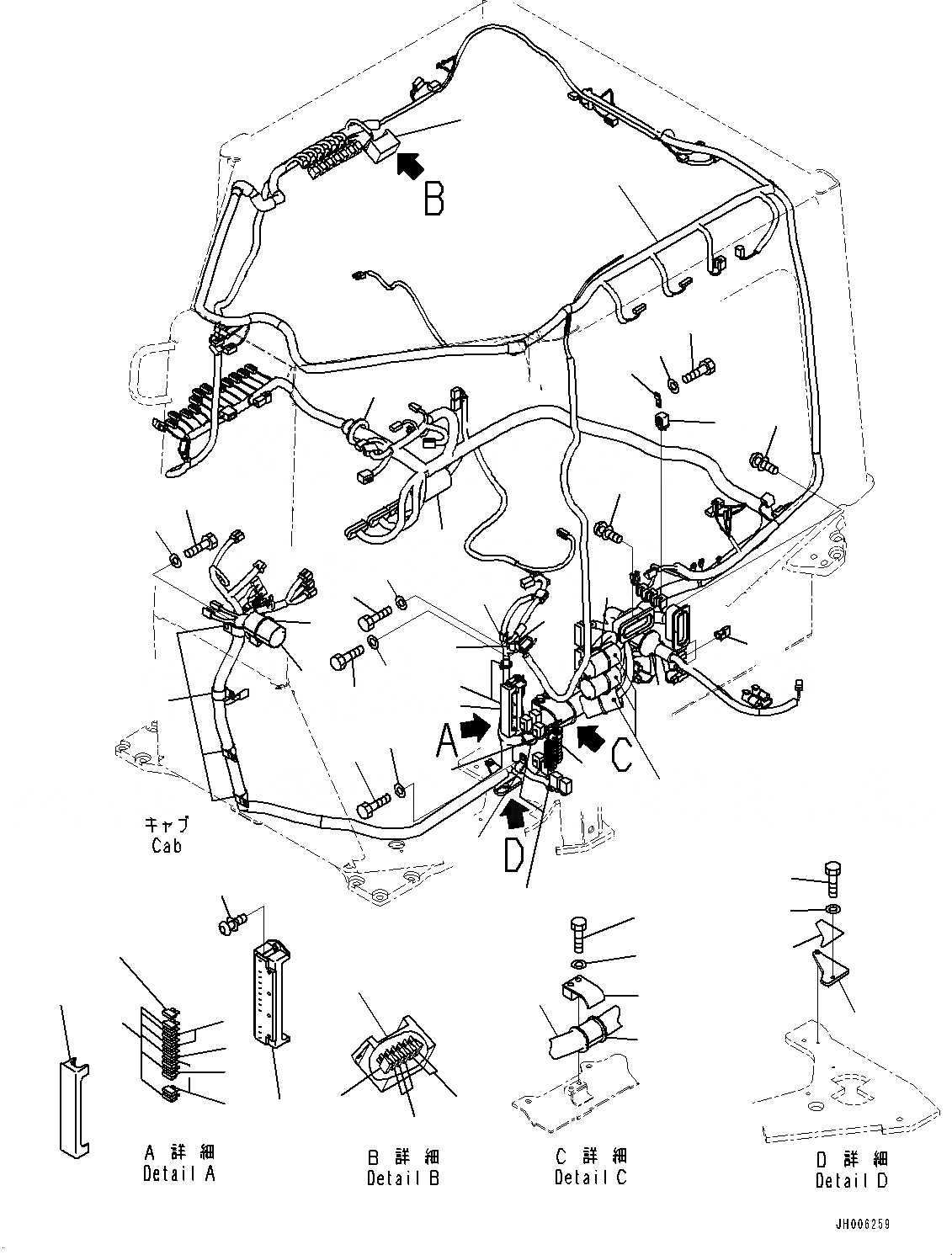 Схема запчастей Komatsu D155AX-7 - КАБИНА ЭЛЕКТР. БЛОК, ПРОВОДКА (/) (№9-) КАБИНА ЭЛЕКТР. БЛОК, С AM-FM STEREO РАДИО, AUX, СЕВ. АМЕРИКА