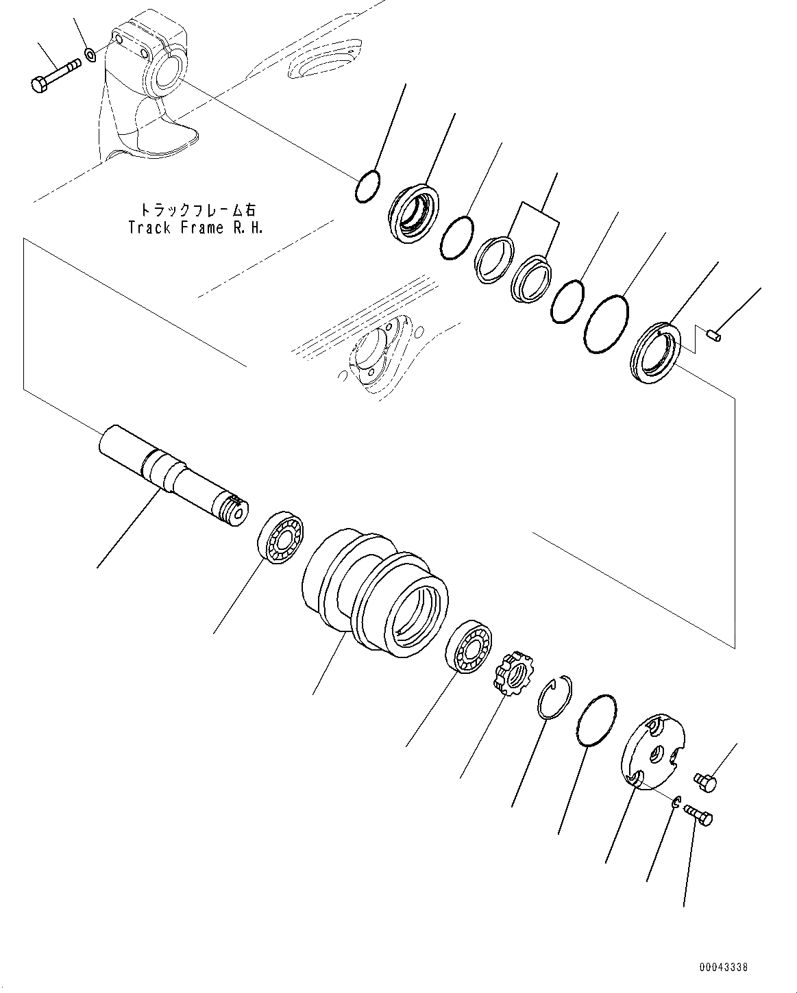 Схема запчастей Komatsu D155AX-7 - ГУСЕНИЧНАЯ РАМА, ПОДДЕРЖИВАЮЩИЙ КАТОК, ПРАВ. (№9-) ГУСЕНИЧНАЯ РАМА, С ПОЛН. LENGTH ЗАЩИТА ОПОРНЫХ КАТКОВ