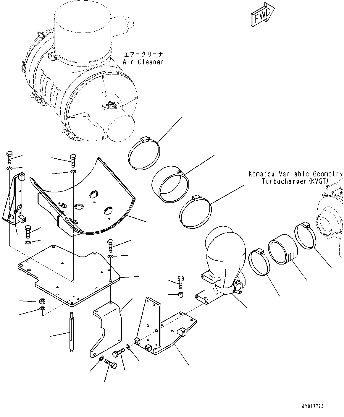 Схема запчастей Komatsu SAA6D140E-6B - ВОЗДУХООЧИСТИТЕЛЬ, ТРУБЫ (№7-) ВОЗДУХООЧИСТИТЕЛЬ
