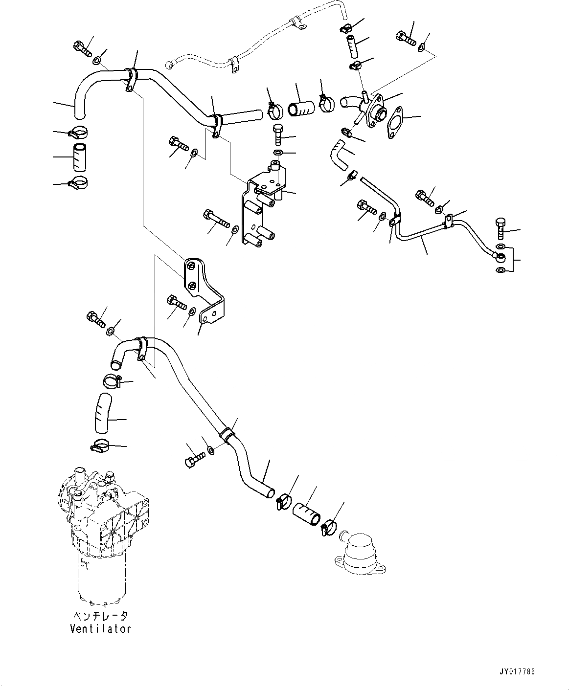 Схема запчастей Komatsu SAA6D140E-6B - KOMATSU ЗАКРЫТ.D CRANKКОРПУС ВЕНТИЛЯТОРILATION (KCCV), ТРУБЫ (№7-) KOMATSU ЗАКРЫТ.D CRANKКОРПУС ВЕНТИЛЯТОРILATION (KCCV)