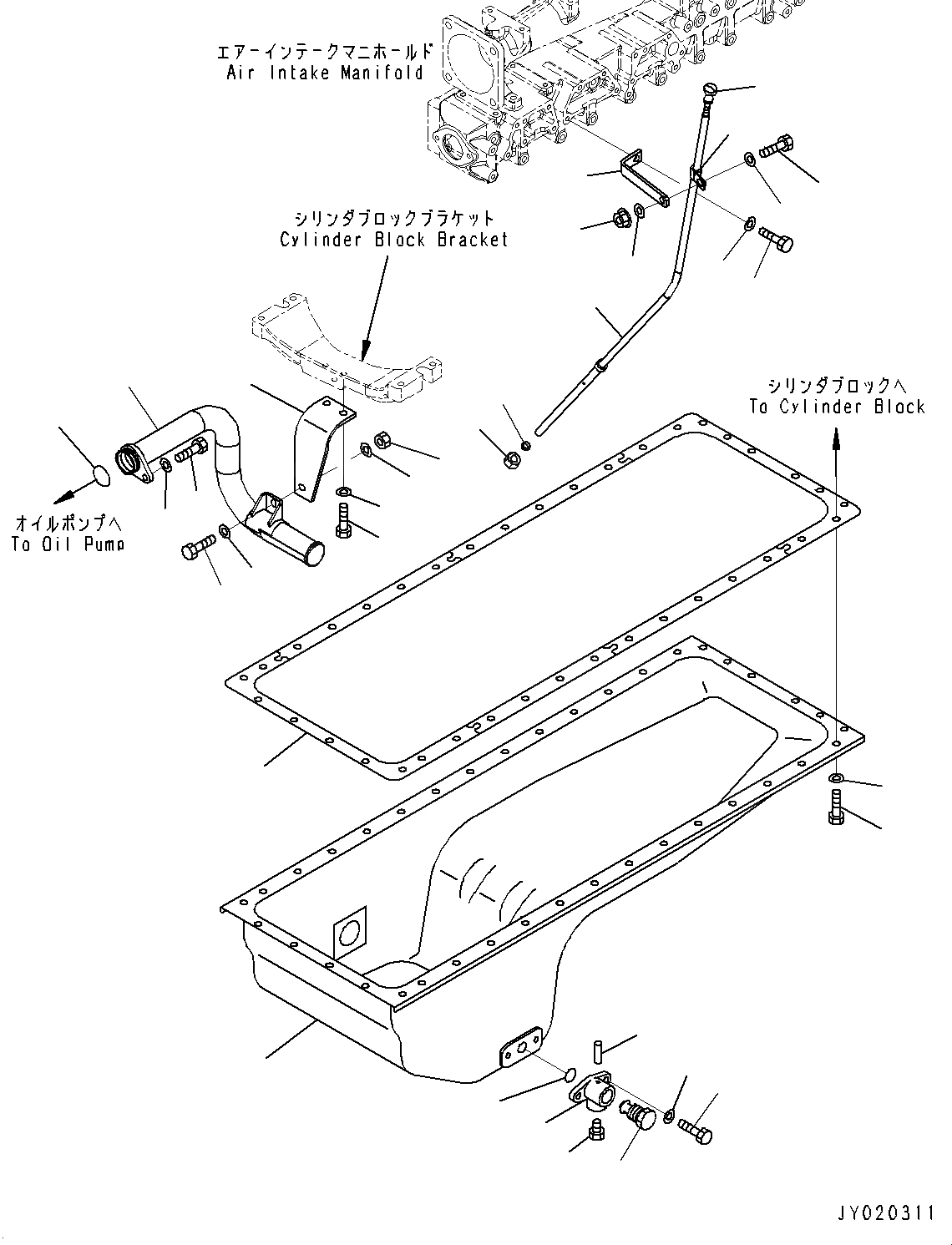 Схема запчастей Komatsu SAA6D140E-6B - МАСЛЯНЫЙ ПОДДОН И ВСАСЫВАЮЩИЙ ПАТРУБОК, (№7-7) МАСЛЯНЫЙ ПОДДОН И ВСАСЫВАЮЩИЙ ПАТРУБОК